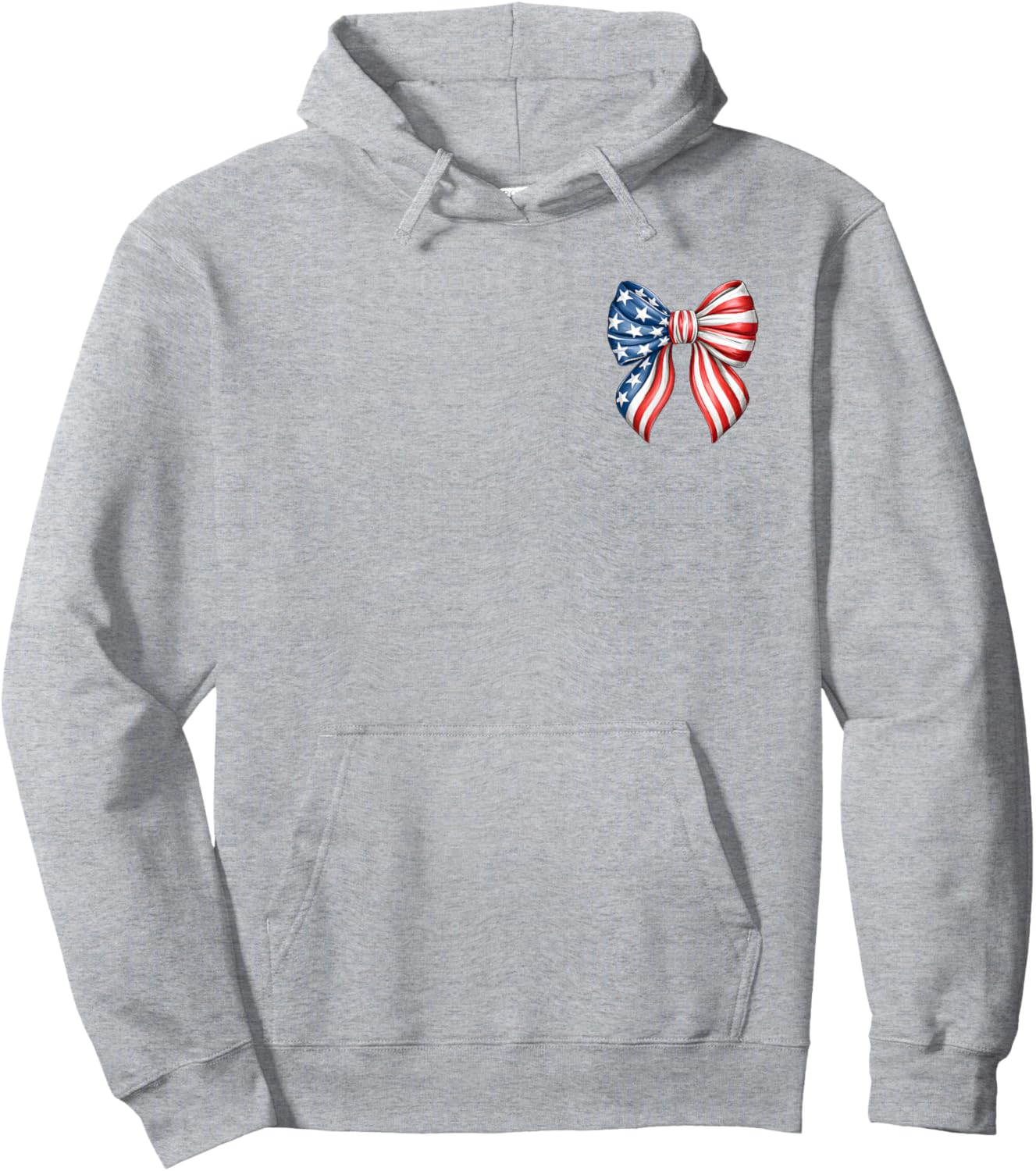 Front Back Cute Red White and Blue Bows Patriotic Coquette Hoodie - Hoodie | Ash