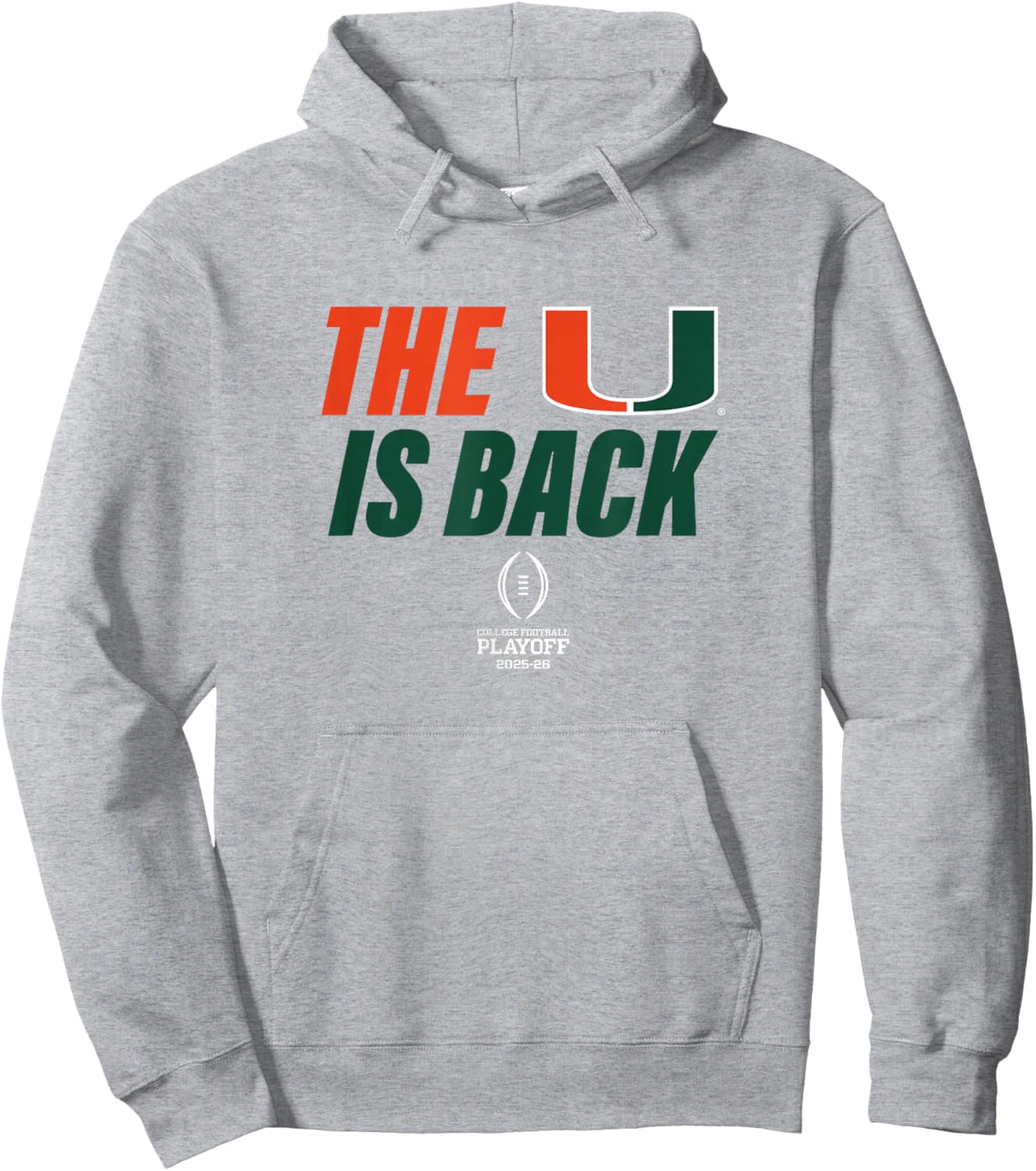 Miami 2025-26 College Football Playoff The U is Back (Gray) Hoodie - Hoodie | Ash