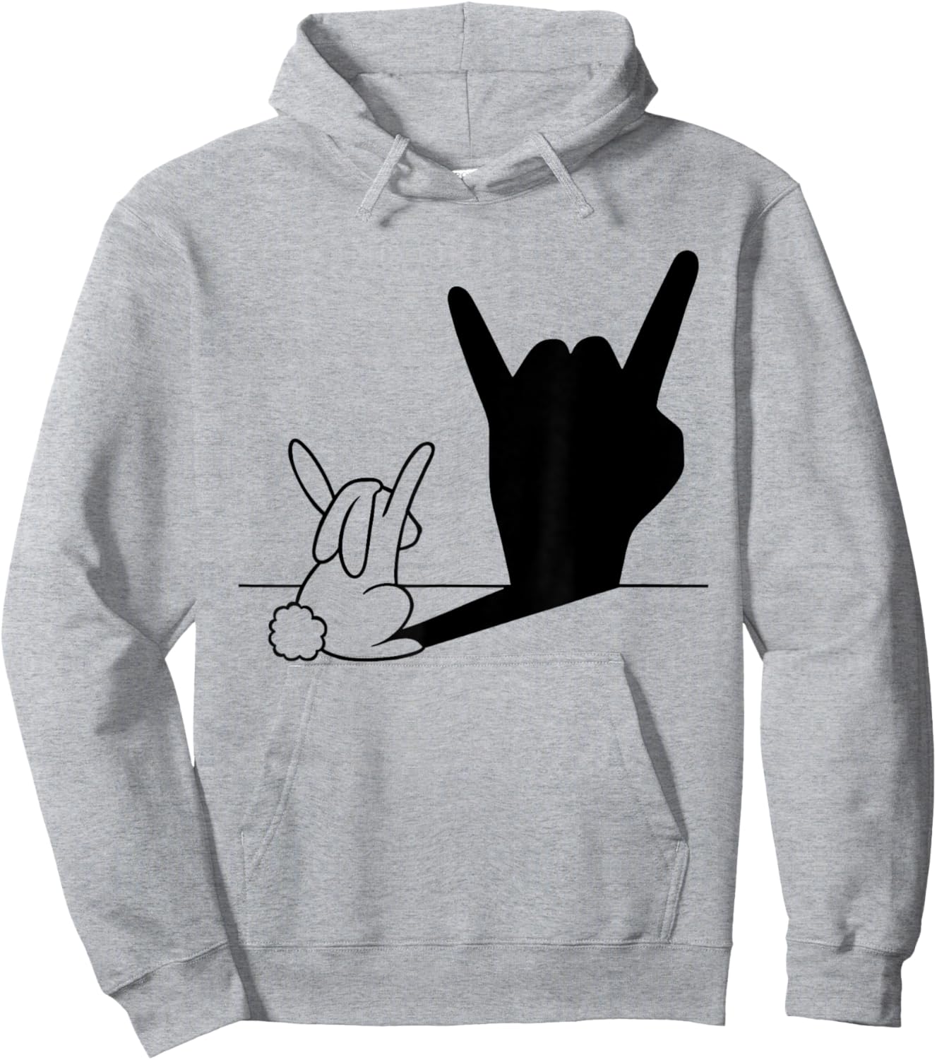 Music Lover Music Band Rabbit Rock n Roll Hand Shadow Hoodie - Hoodie | Ash