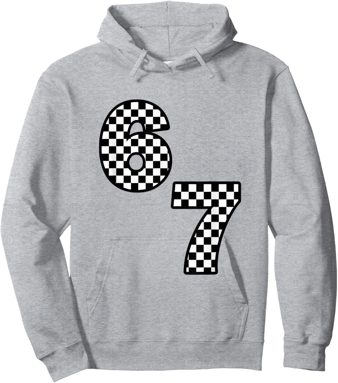 Funny Six Seven Hand 6 7 Meme Gen Alpha Slang Checkerboard Hoodie - Hoodie | Ash