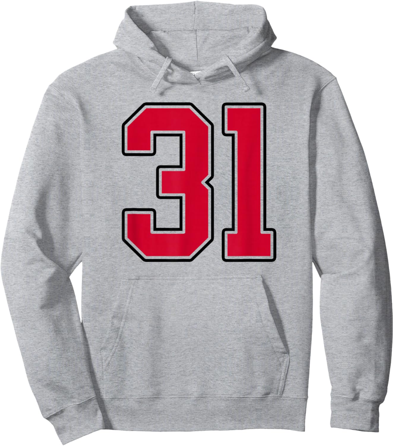 Red and Black Number 31 Jersey Player Uniform #31 Hoodie - Hoodie | Ash