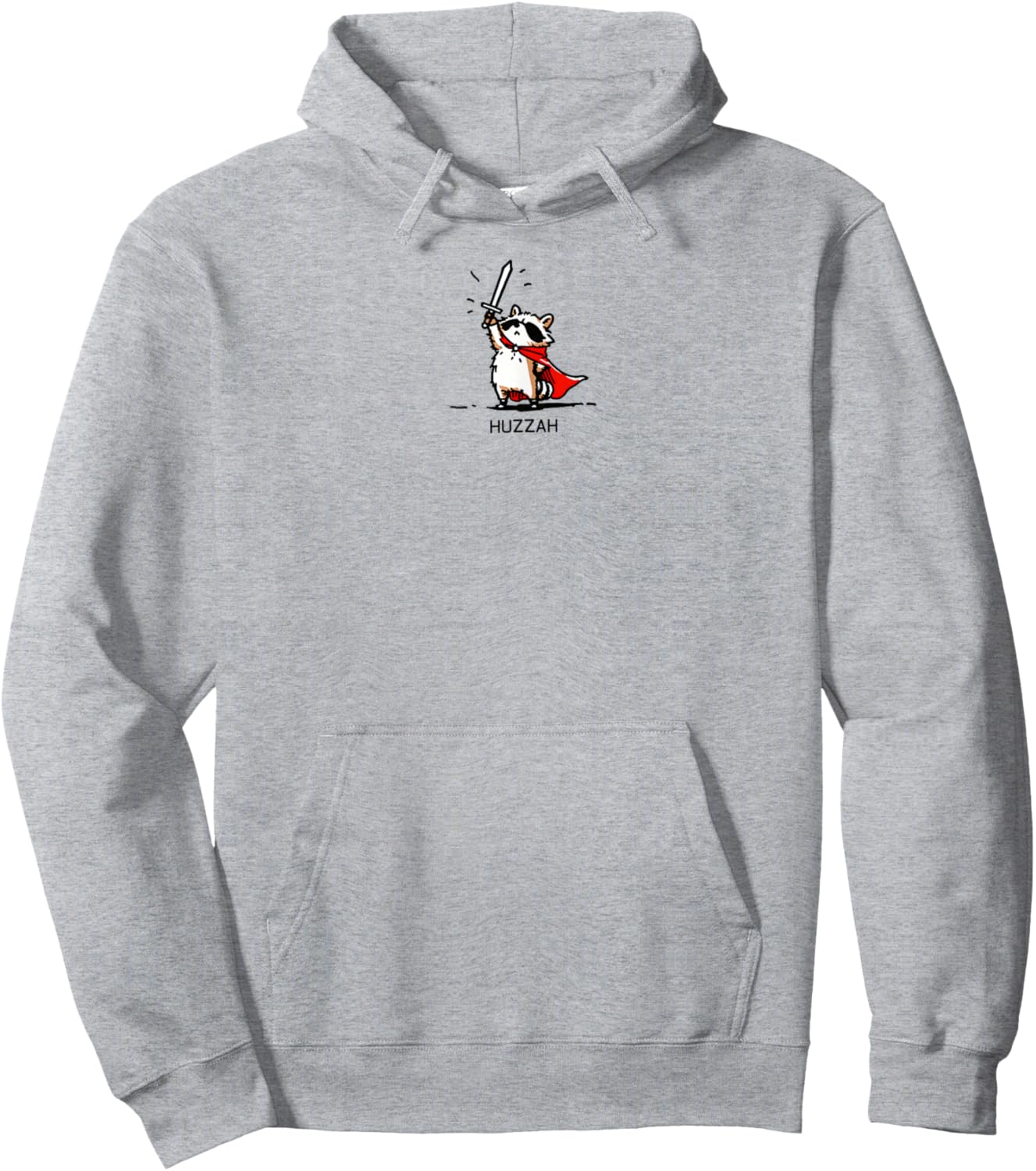 Huzzah Raccoon Knight Funny Sword Meme Quote Hoodie - Hoodie | Ash
