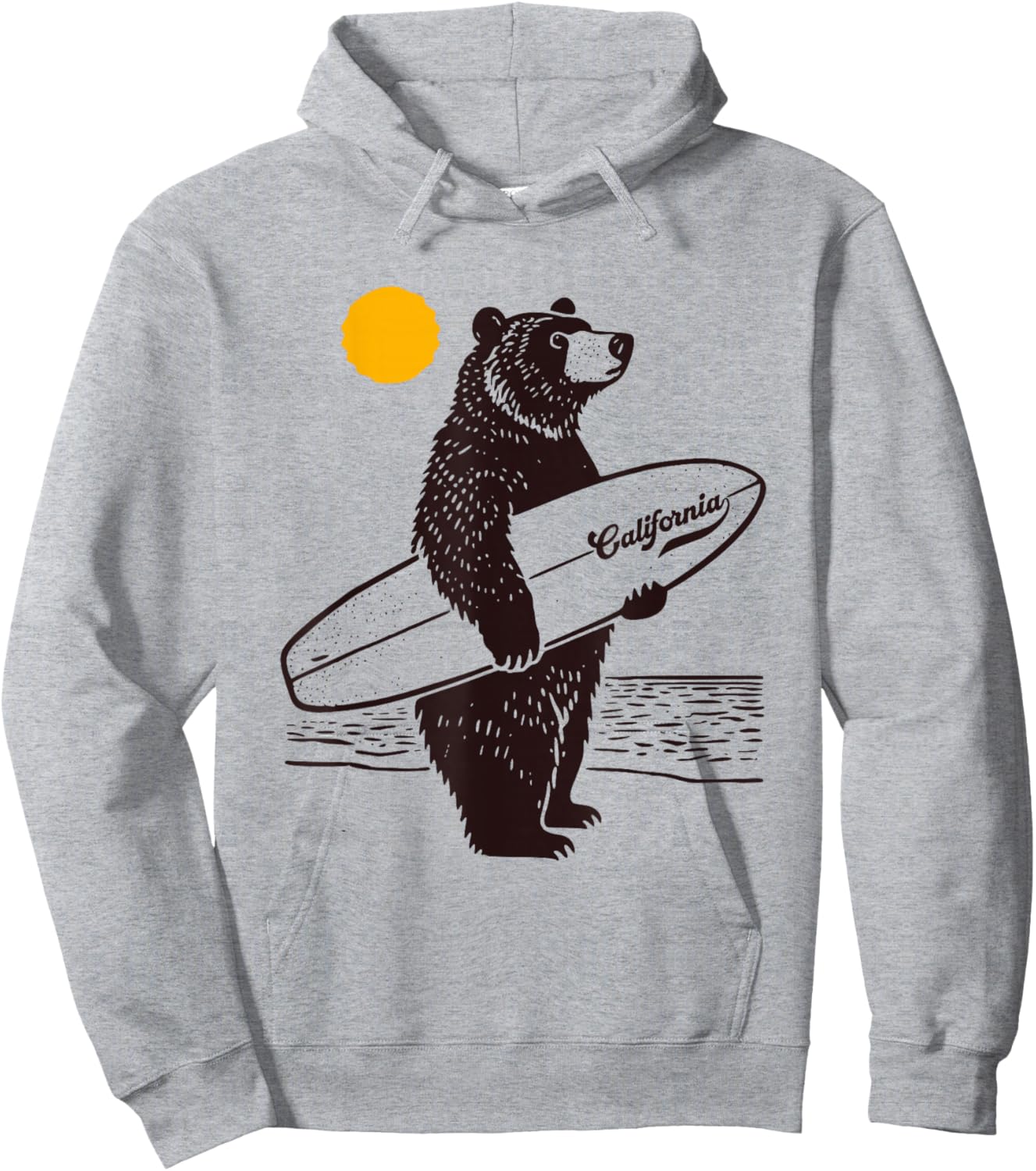 California Surf Bear Retro Surf Life, Beach, Ocean, Surfing Hoodie - Hoodie | Ash