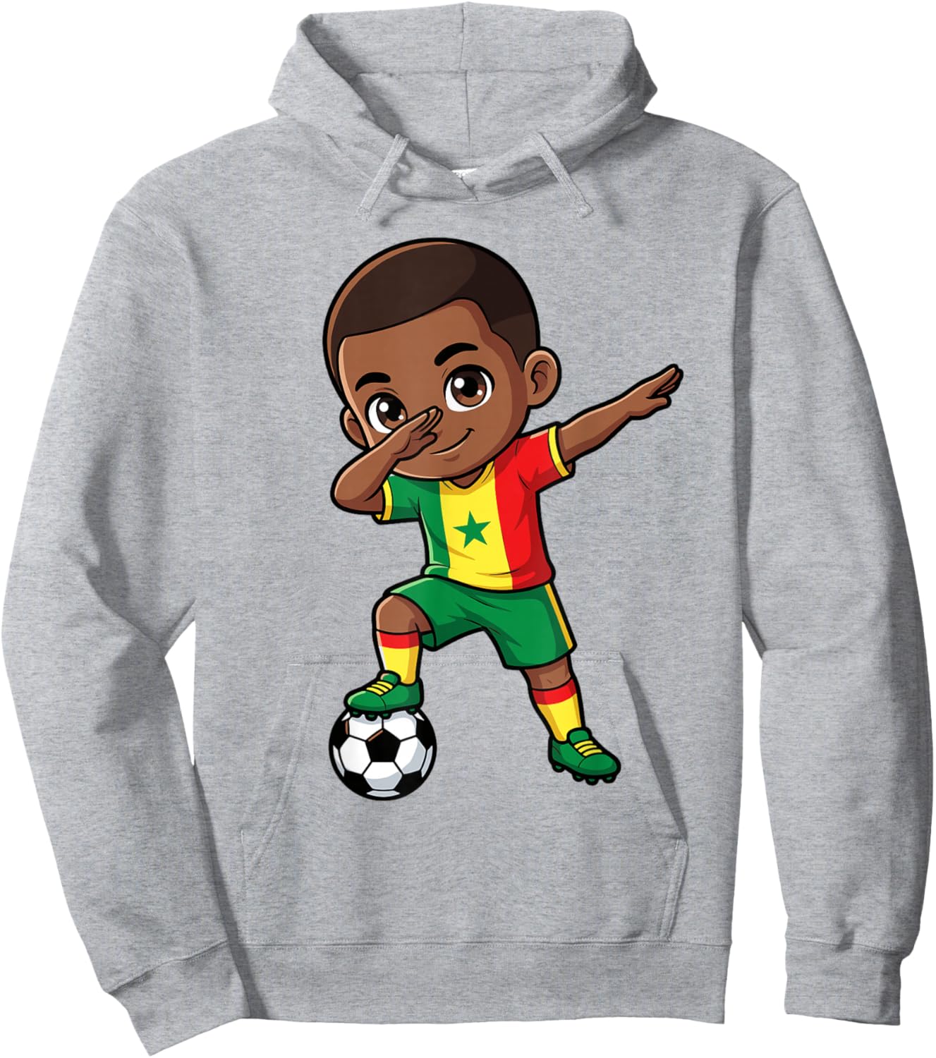 Senegal Dab Kid Cartoon Senegalese Flag for Boys Kids Hoodie - Hoodie | Ash