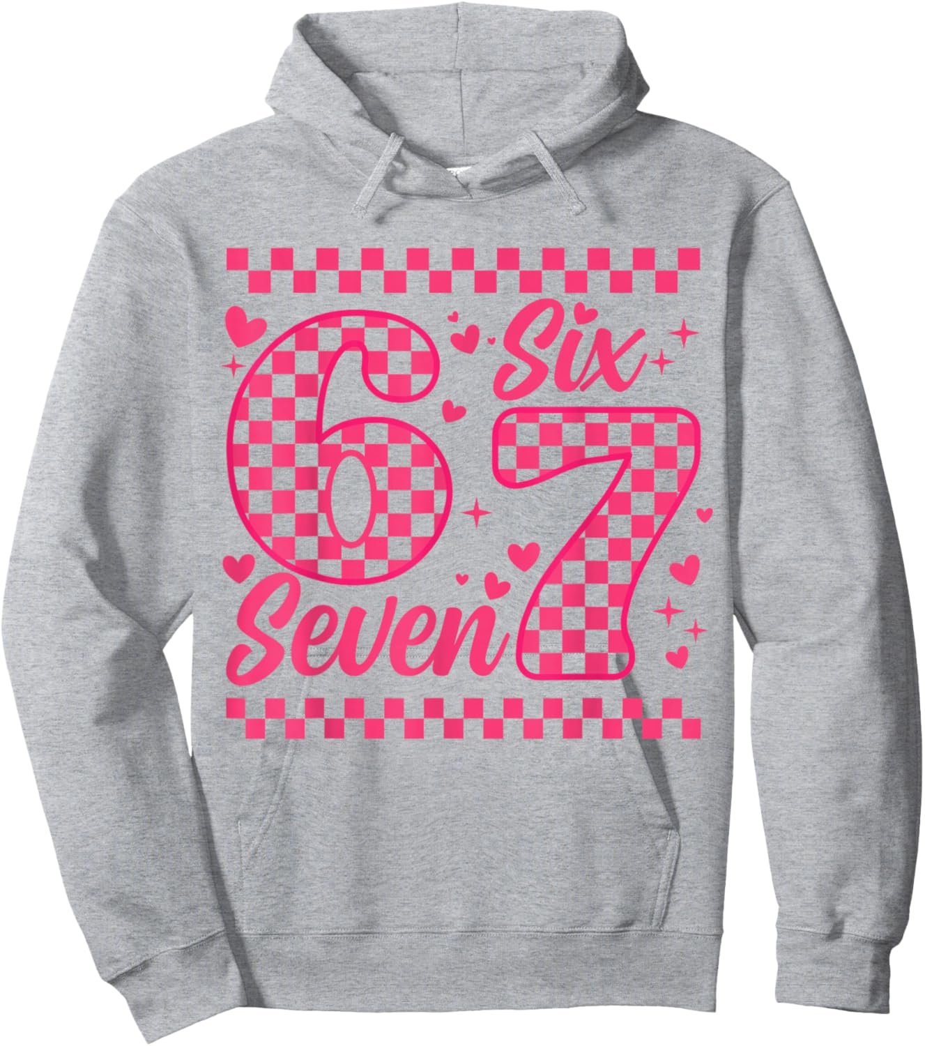 Funny Six Seven 6 7 Meme Women Kids Valentine Girl Hoodie - Hoodie | Ash