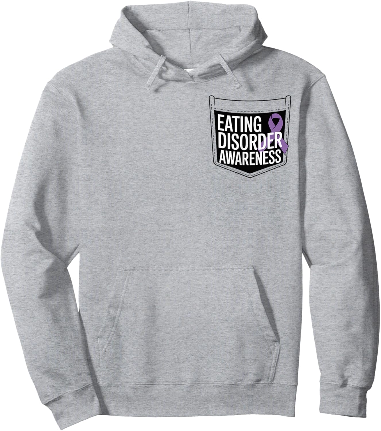 Eating Disorder Awareness Pocket Wear Periwinkle Ribbon Hoodie - Hoodie | Ash
