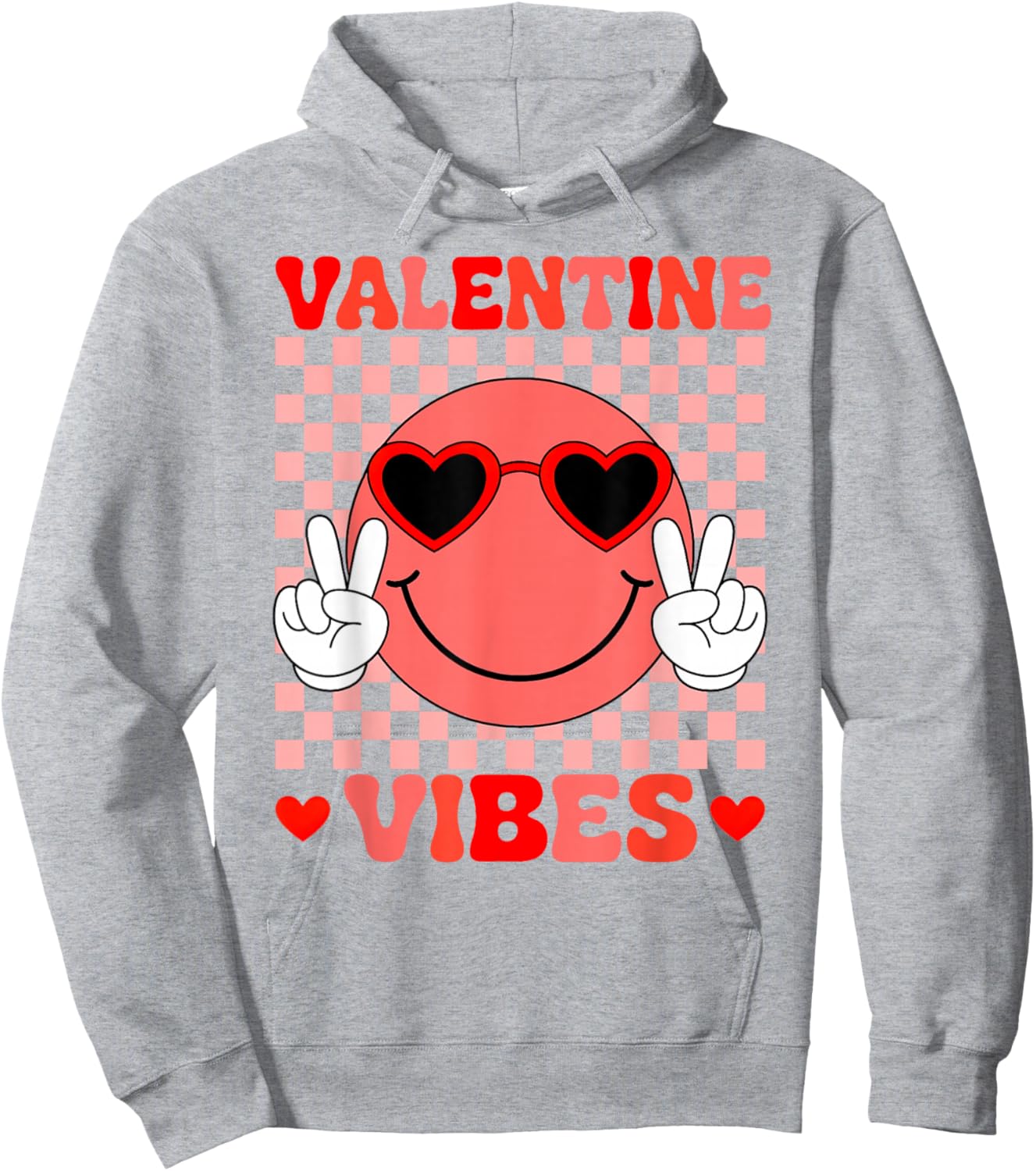 Groovy Valentine Vibes Smile Face Valentines Day Girls Women Hoodie - Hoodie | Ash