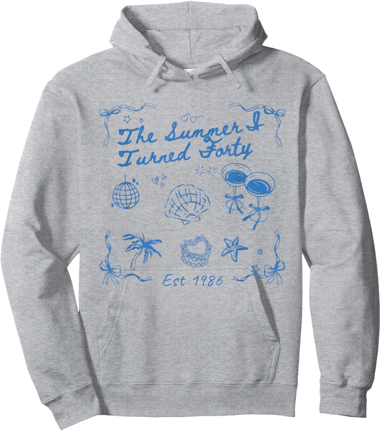 Summer I Turned Forty 40th Birthday Seashell Coastal Beach Hoodie - Hoodie | Ash