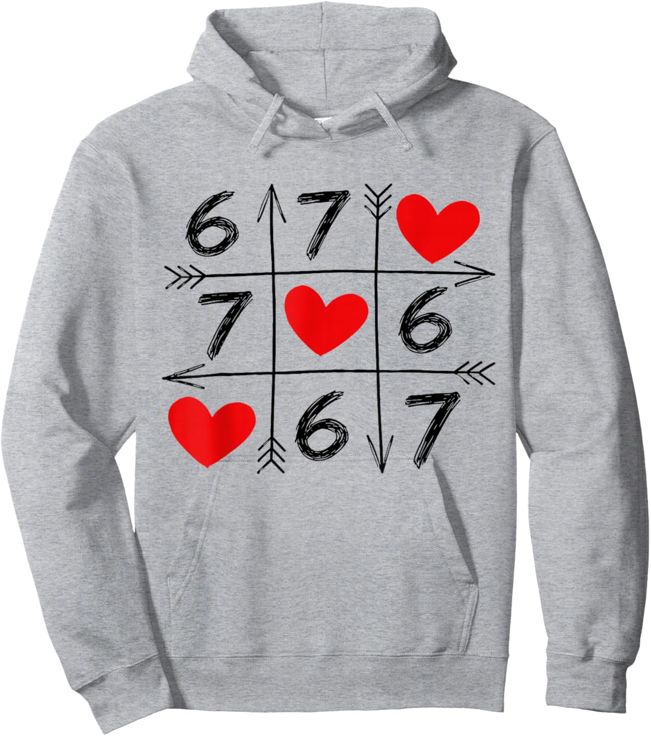 Valentine’s Day 67 Six Seven Meme Love 6 7 Heart Couple Hoodie - Hoodie | Ash