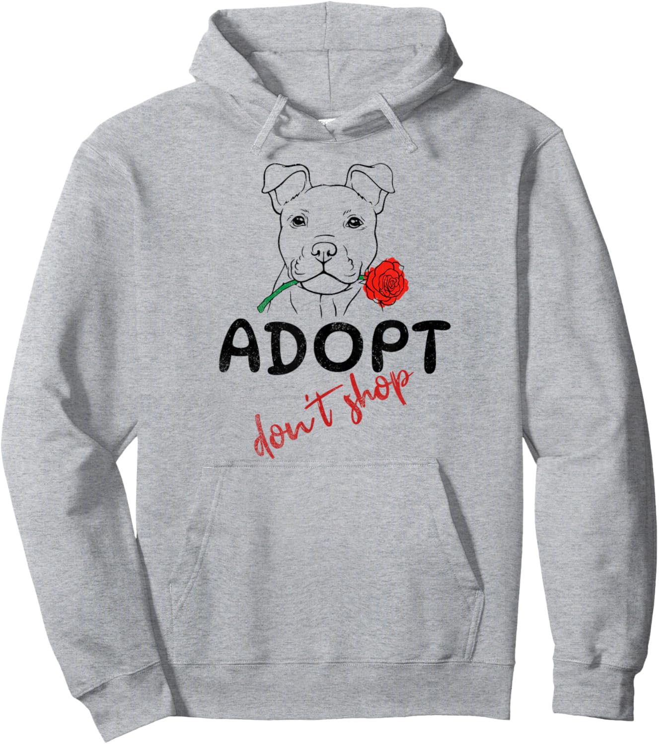 Retro Adopt Don't Shop, Cute Puppy with Rose, Cute Dog Hoodie - Hoodie | Ash