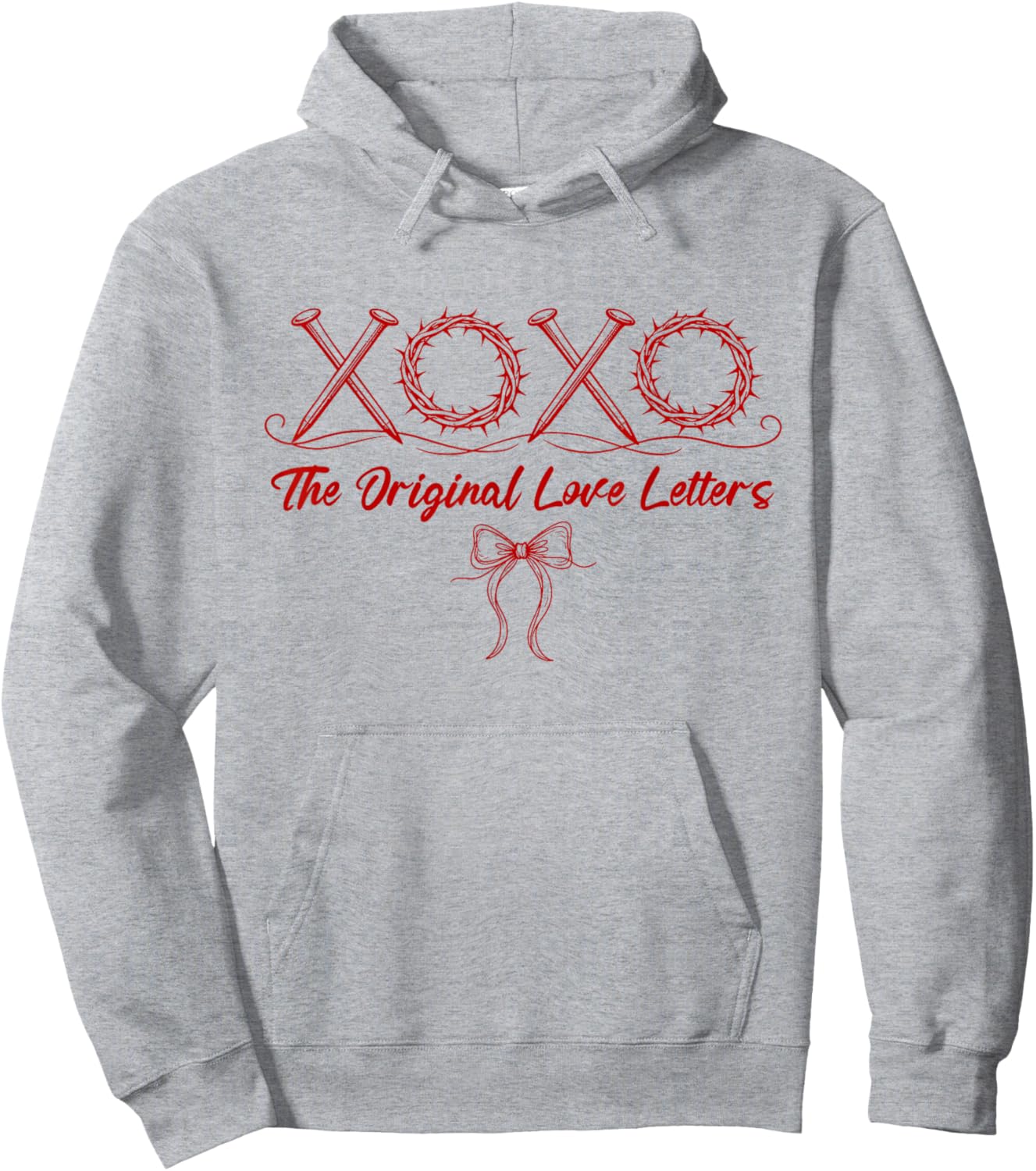 XOXO The Original Love Letters Christian Valentine Bow Retro Hoodie - Hoodie | Ash