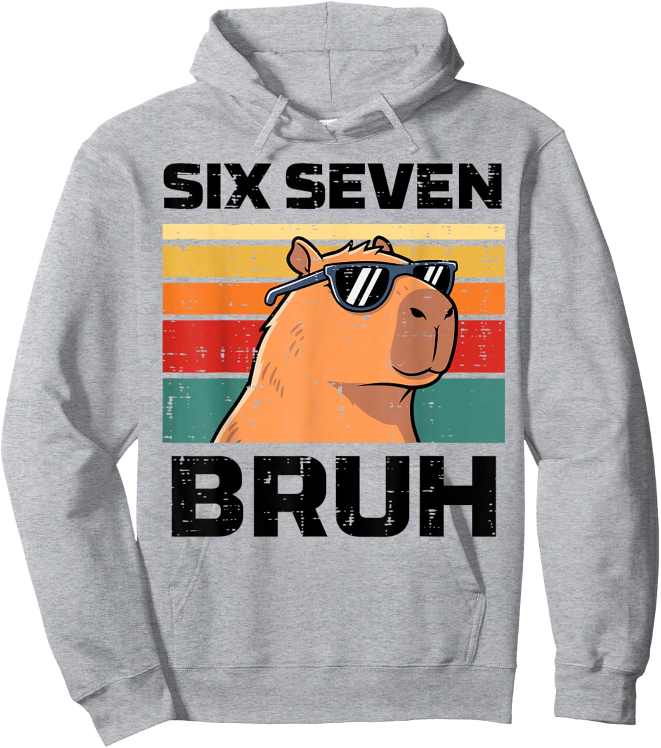 Six Seven Bruh Capybara Funny 67 6 7 Meme Kids Boys Youth Hoodie - Hoodie | Ash