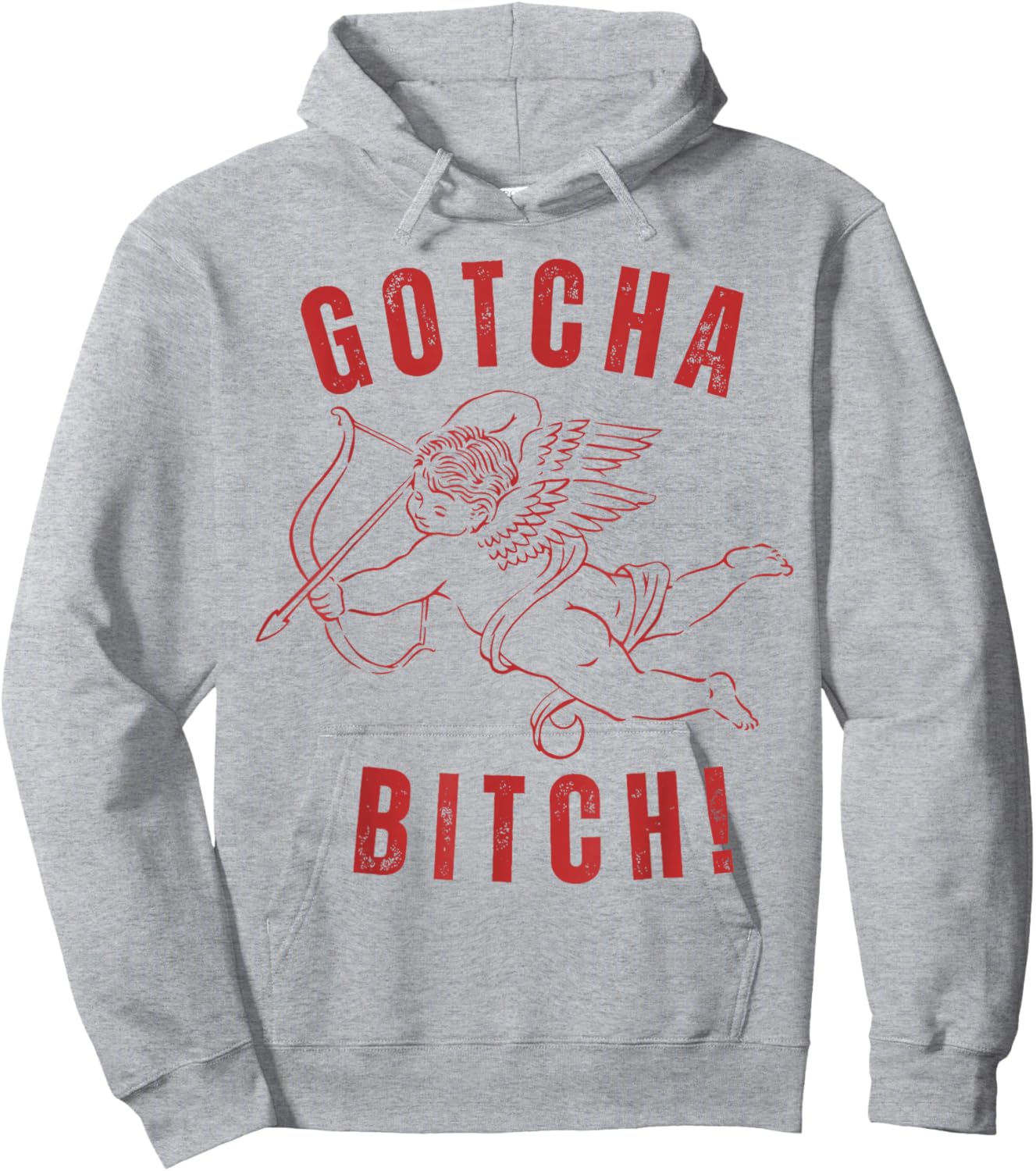 Retro Gotcha Bitch Funny Cupid Valentine's Day Hoodie - Hoodie | Ash