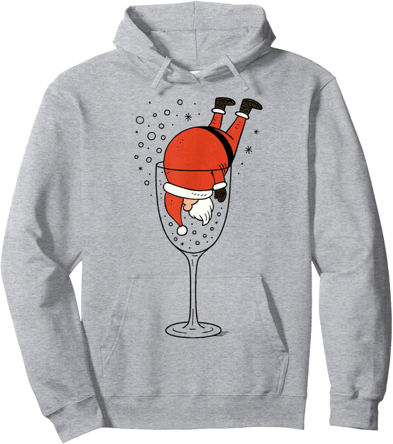 Funny Drunk Santa in Wine Glass Christmas Drinking Party Hoodie - Hoodie | Ash