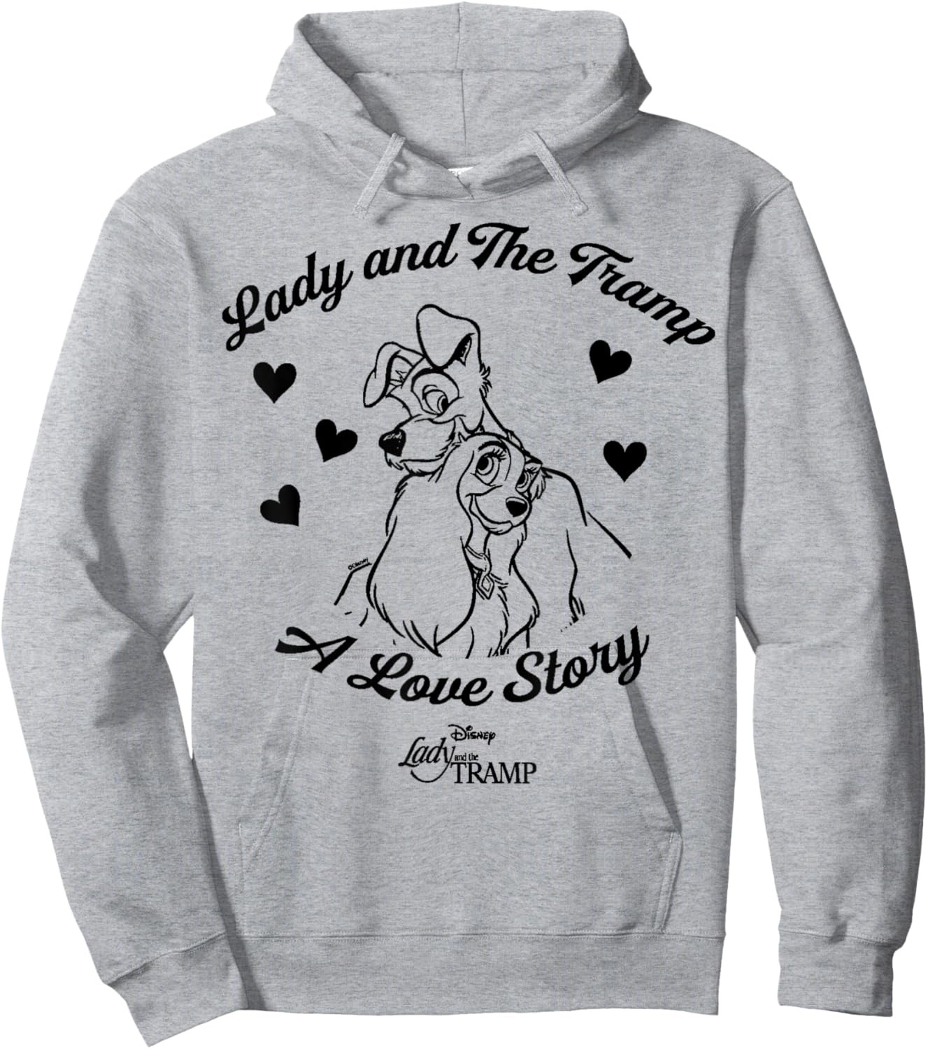 Disney Lady and The Tramp Love Heart Hoodie - Hoodie | Ash