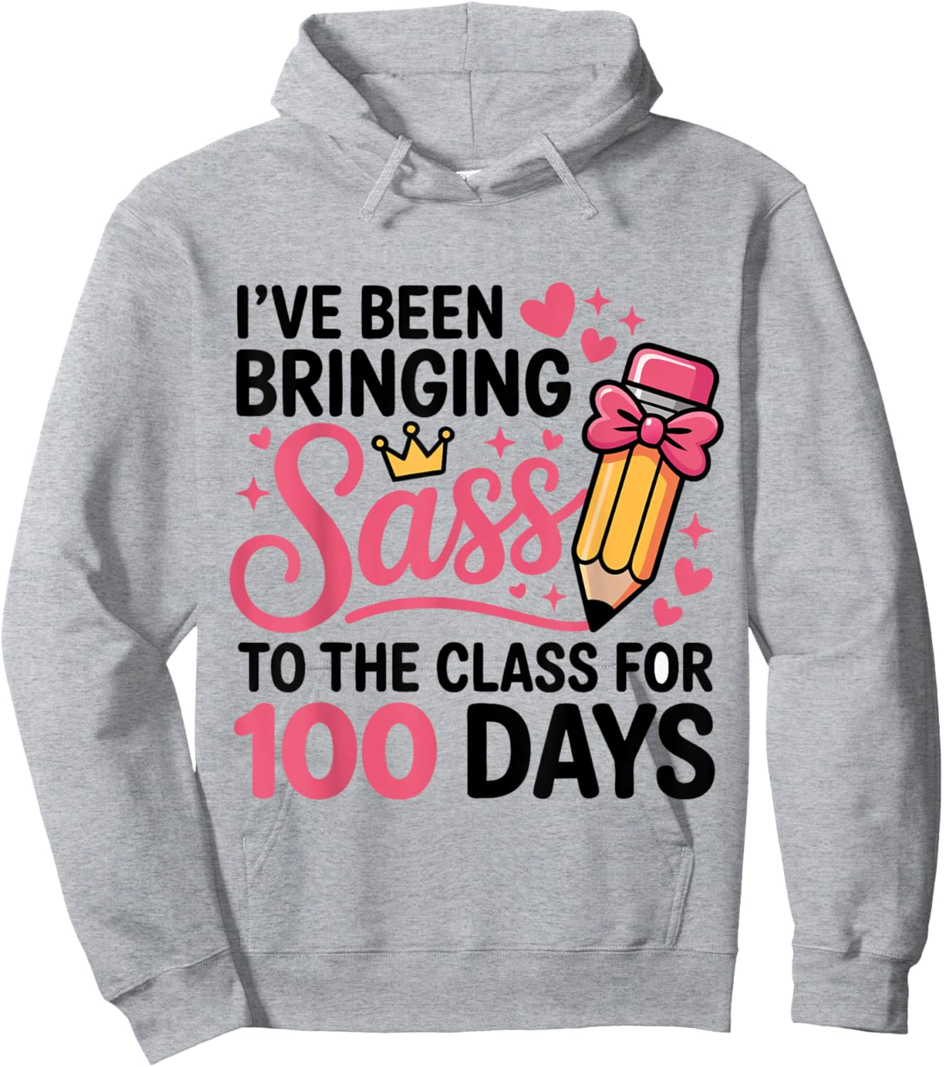 Bringing Sass to The Class for 100 Days of School Bow Girls Hoodie - Hoodie | Ash