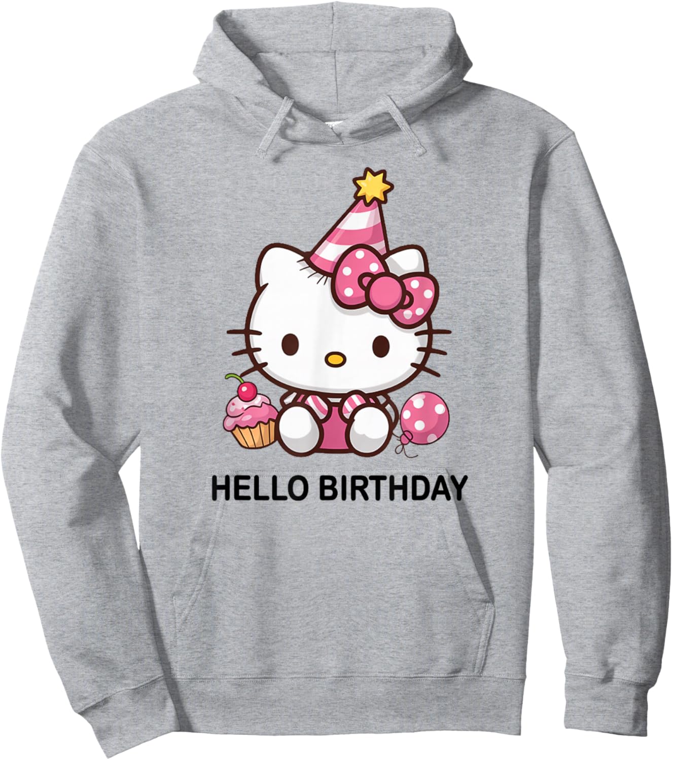 Kitty Birthday Party for Kids Cute Cat Birthday for Girl Hoodie - Hoodie | Ash