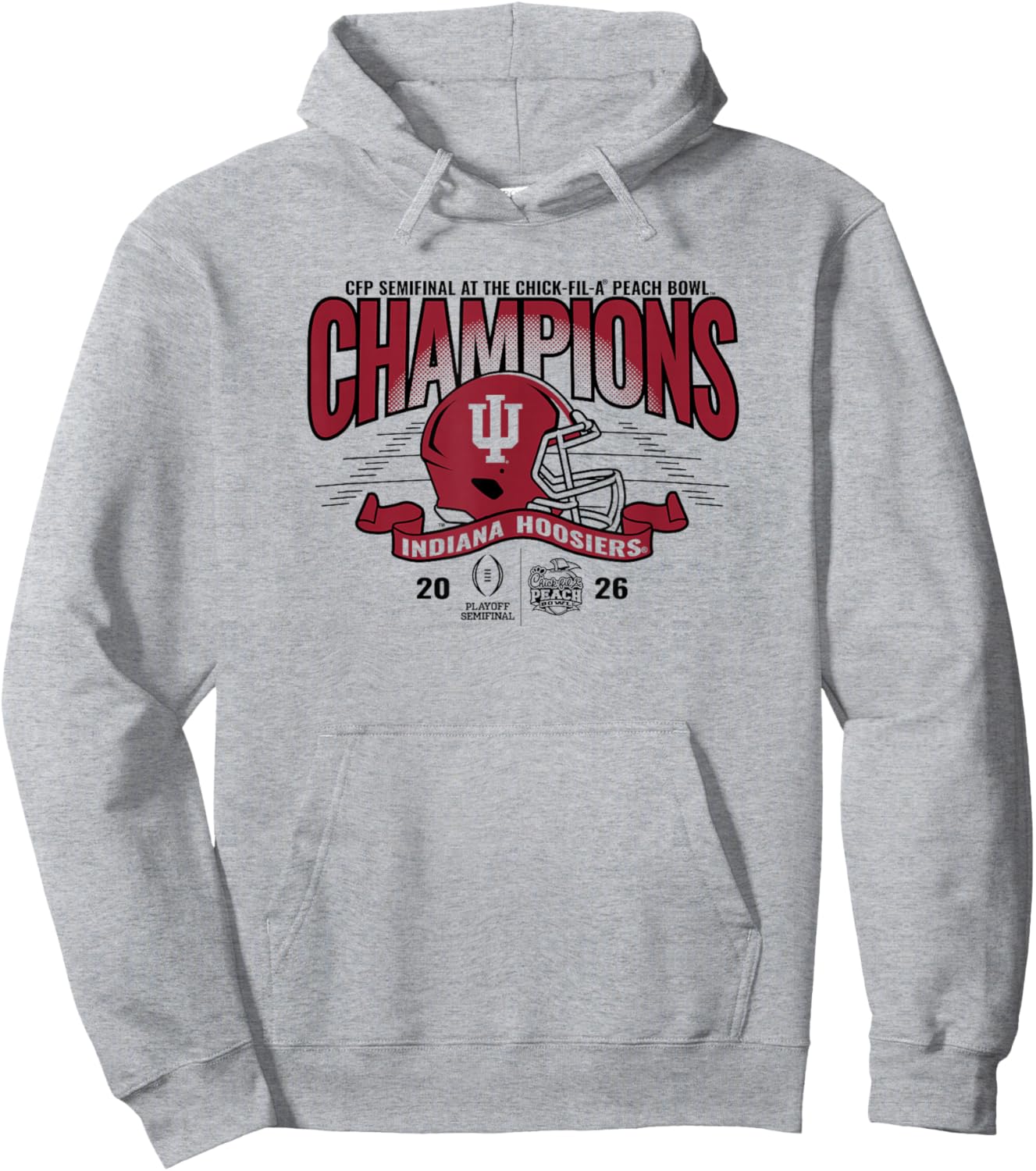 Indiana Hoosiers Peach Bowl Champs 2026 CFP Semifinal White Hoodie - Hoodie | Ash