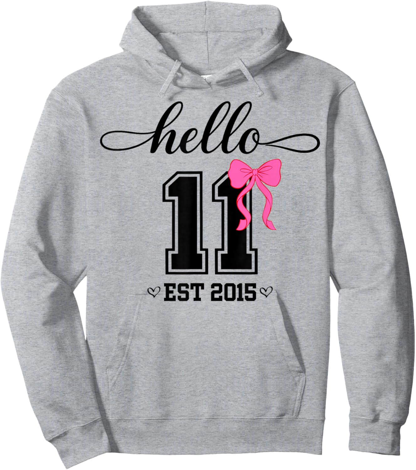 Hello Eleventh Est 2015 Coquette Bow 11th Birthday Girl Hoodie - Hoodie | Ash