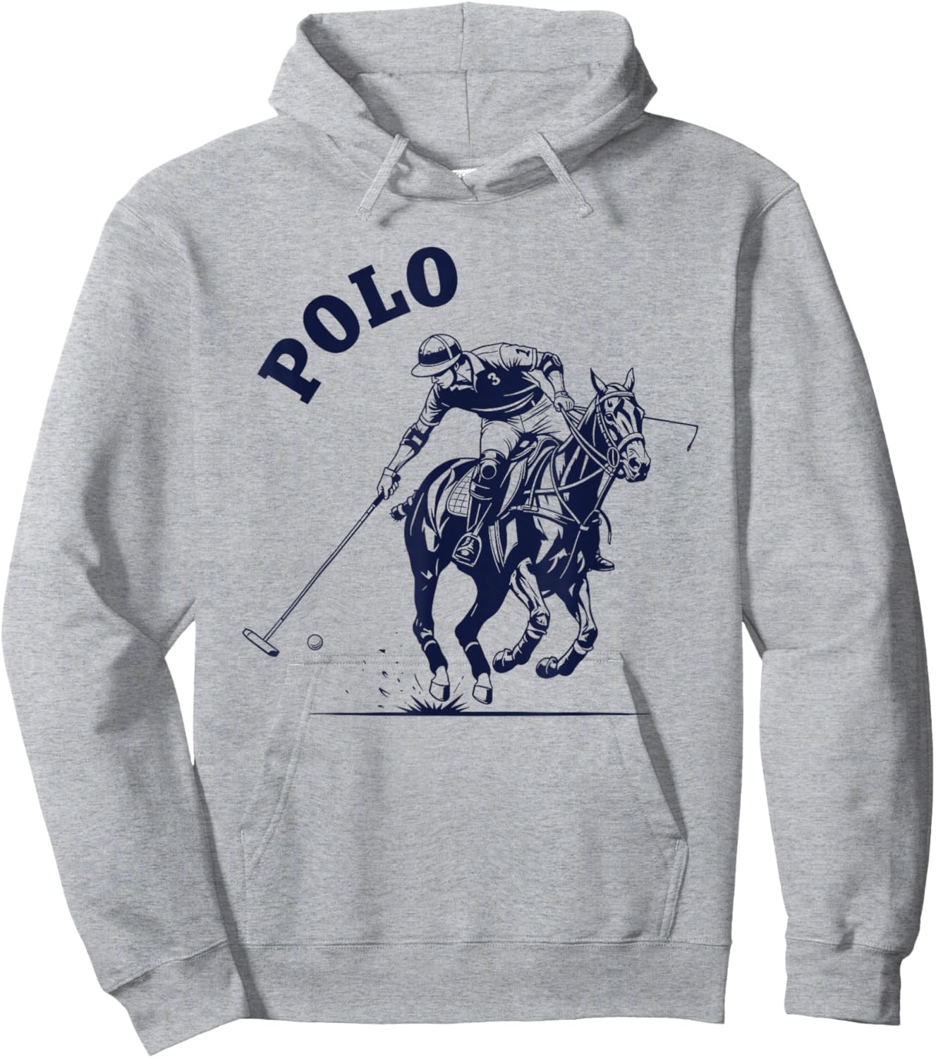 Polo Horse Riding Sportsman Silhouette Design Hoodie - Hoodie | Ash