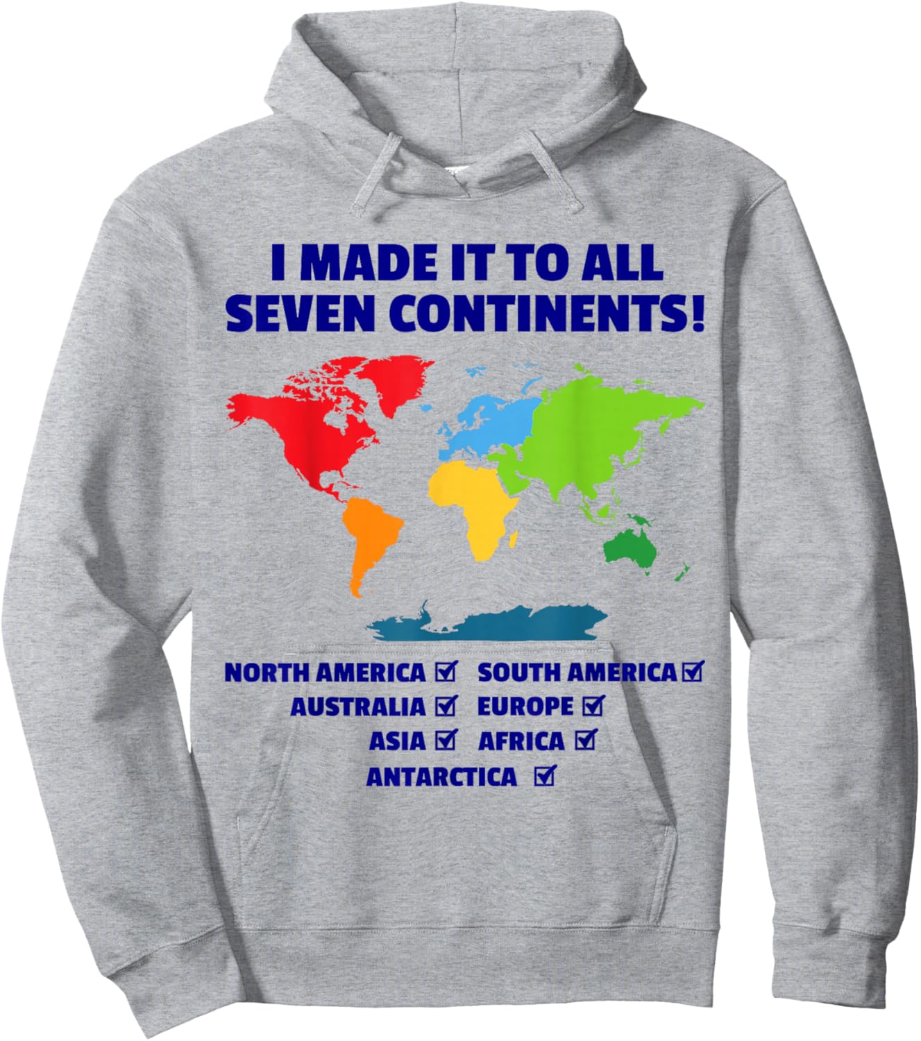 Visited 7 Continents Explored Colorful World Map Travel Hoodie - Hoodie | Ash