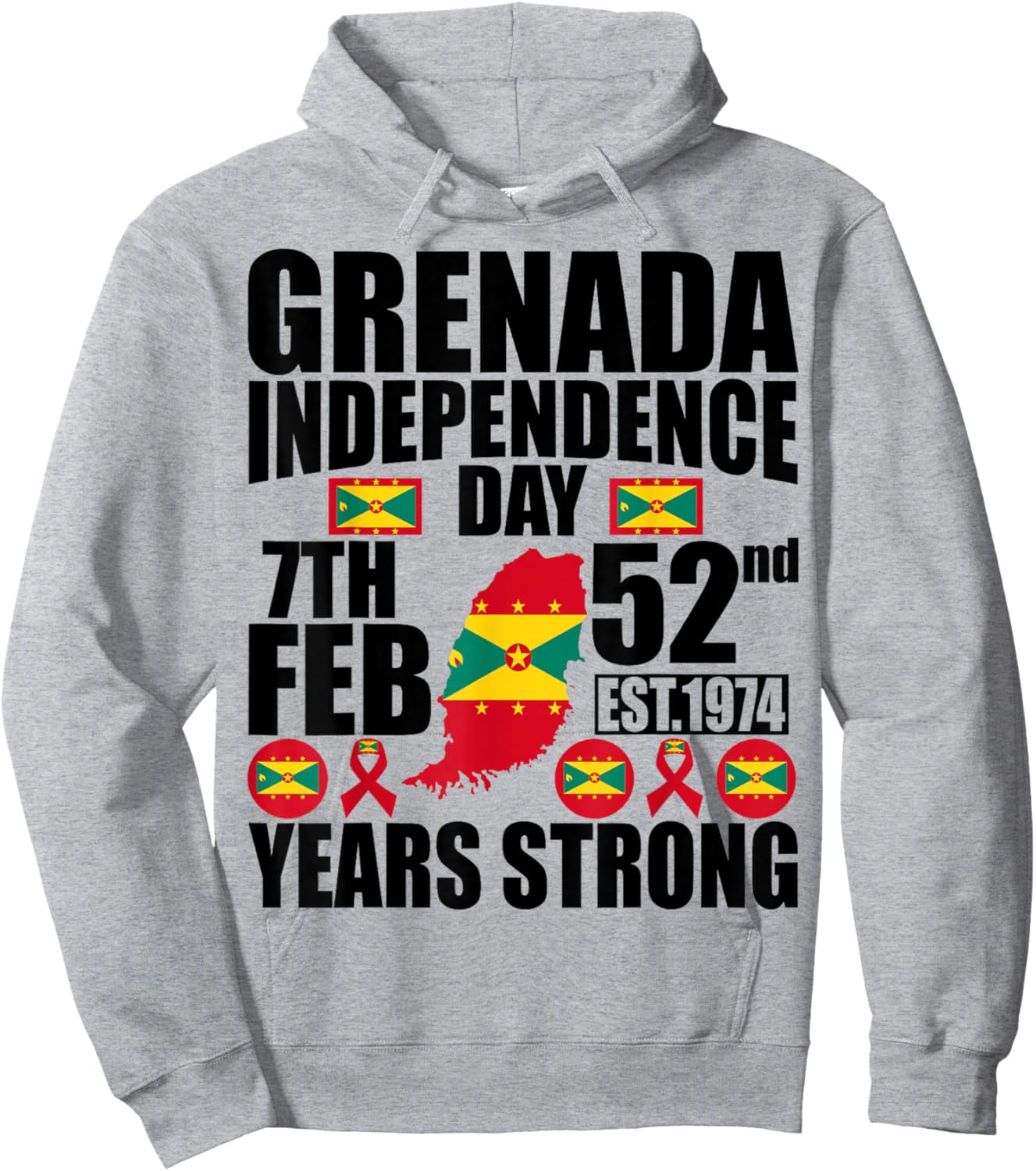 Grenada 52nd Independence Day Grenadian Pride Grenada Flag Hoodie - Hoodie | Ash