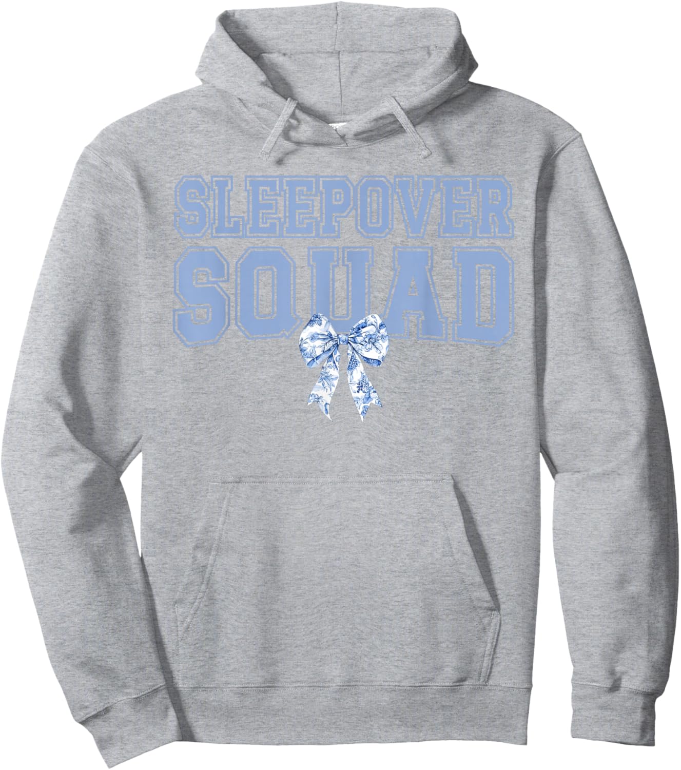Sleepover Squad Coquette Toile Blue Bow Girls Party Hoodie - Hoodie | Ash
