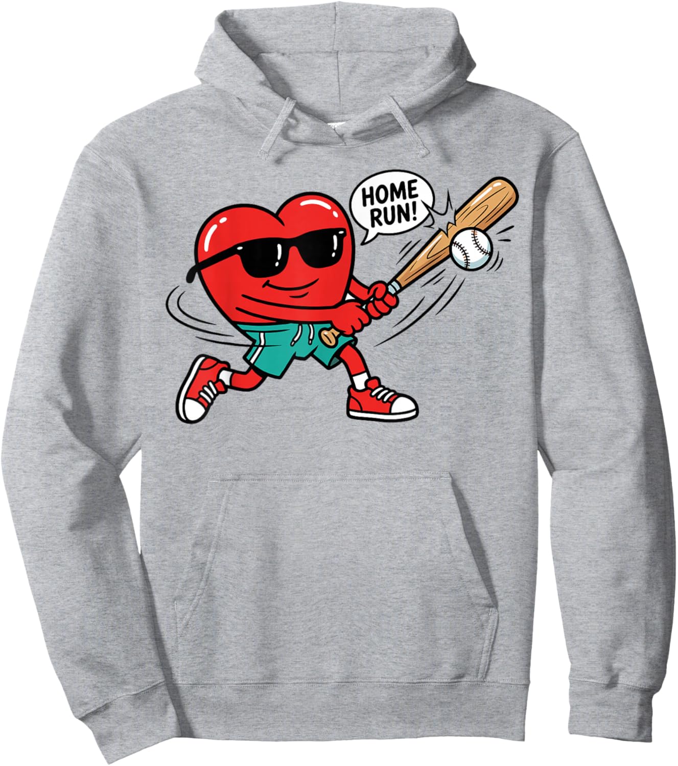 Heart Valentines Day Baseball Men Boys Kids Teens Hoodie - Hoodie | Ash