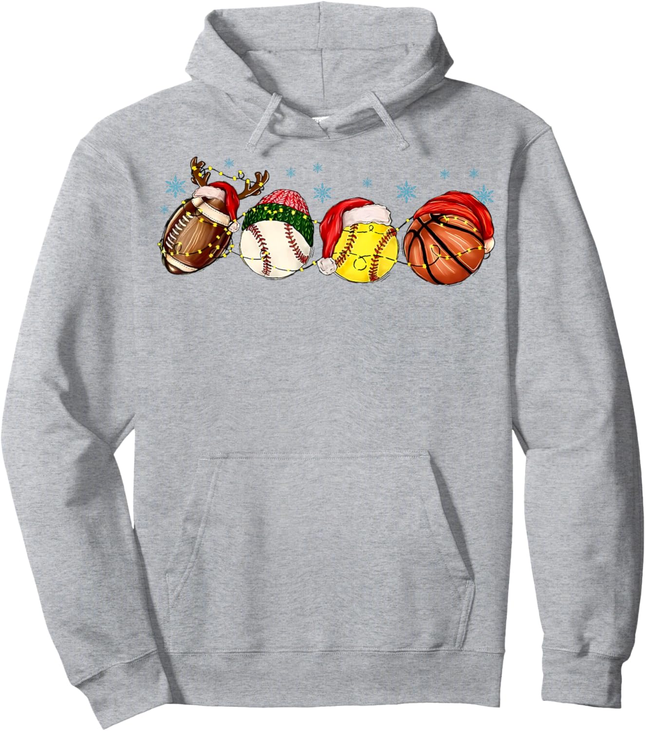 Santa Sports Boys Xmas Baseball Football Softball Basketball Hoodie - Hoodie | Ash