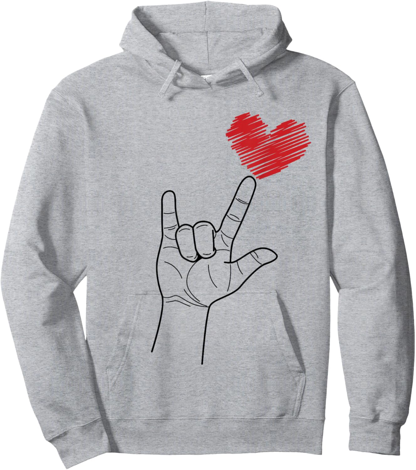 American Sign I Love You Hand Sign ASL Heart Women Kids Men Hoodie - Hoodie | Ash