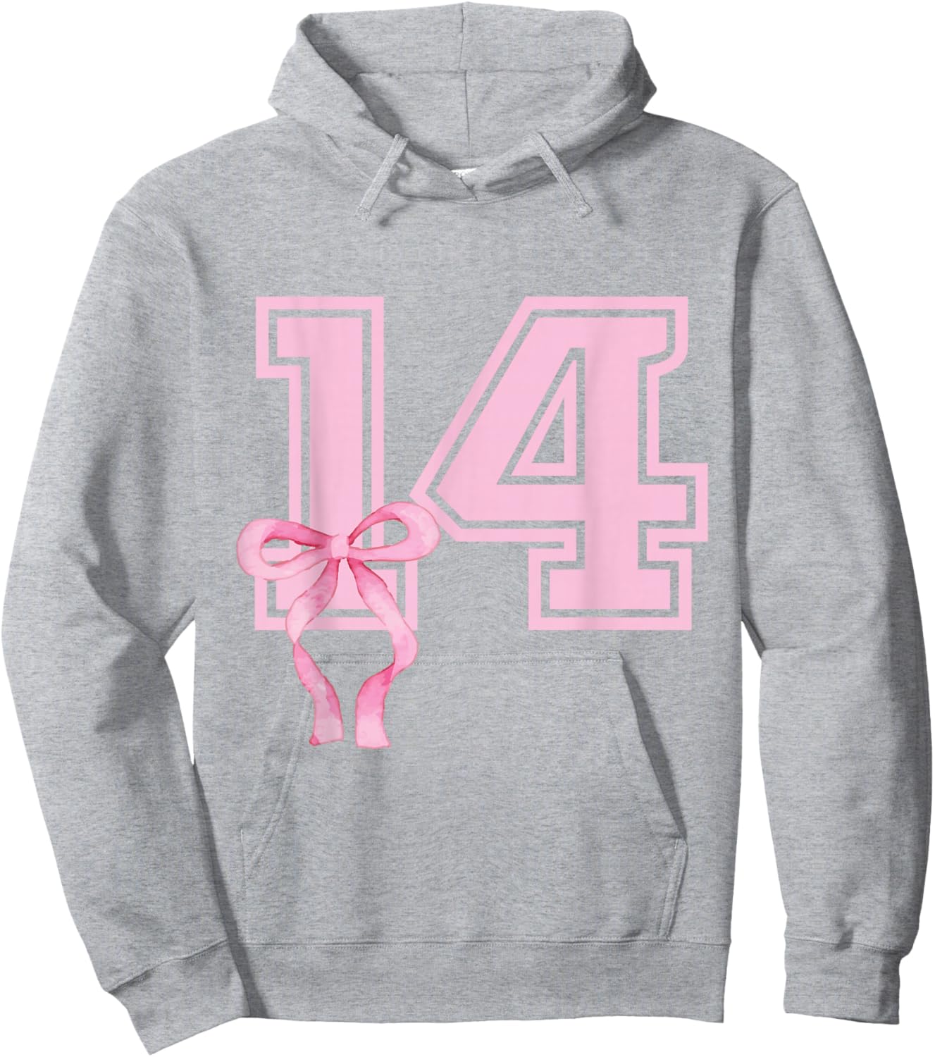14th Birthday Girl Coquette Pink Bows Fourteenth Years Old Hoodie - Hoodie | Ash
