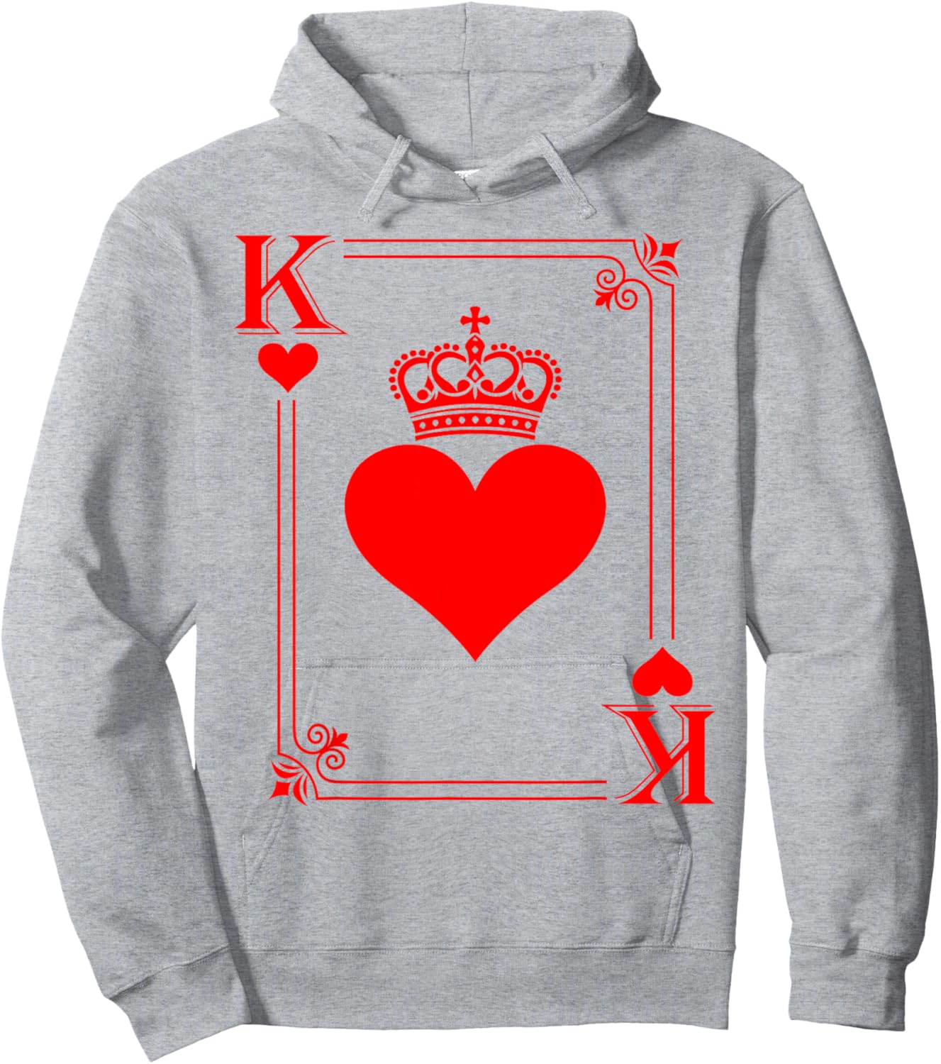 Funny King Card Hearts Happy Valentines Men Boys Guys Hoodie - Hoodie | Ash
