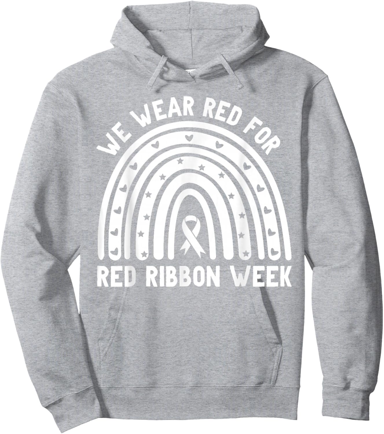 We Wear Red for Red Ribbon Week Awareness Drug-Free Rainbow Hoodie - Hoodie | Ash