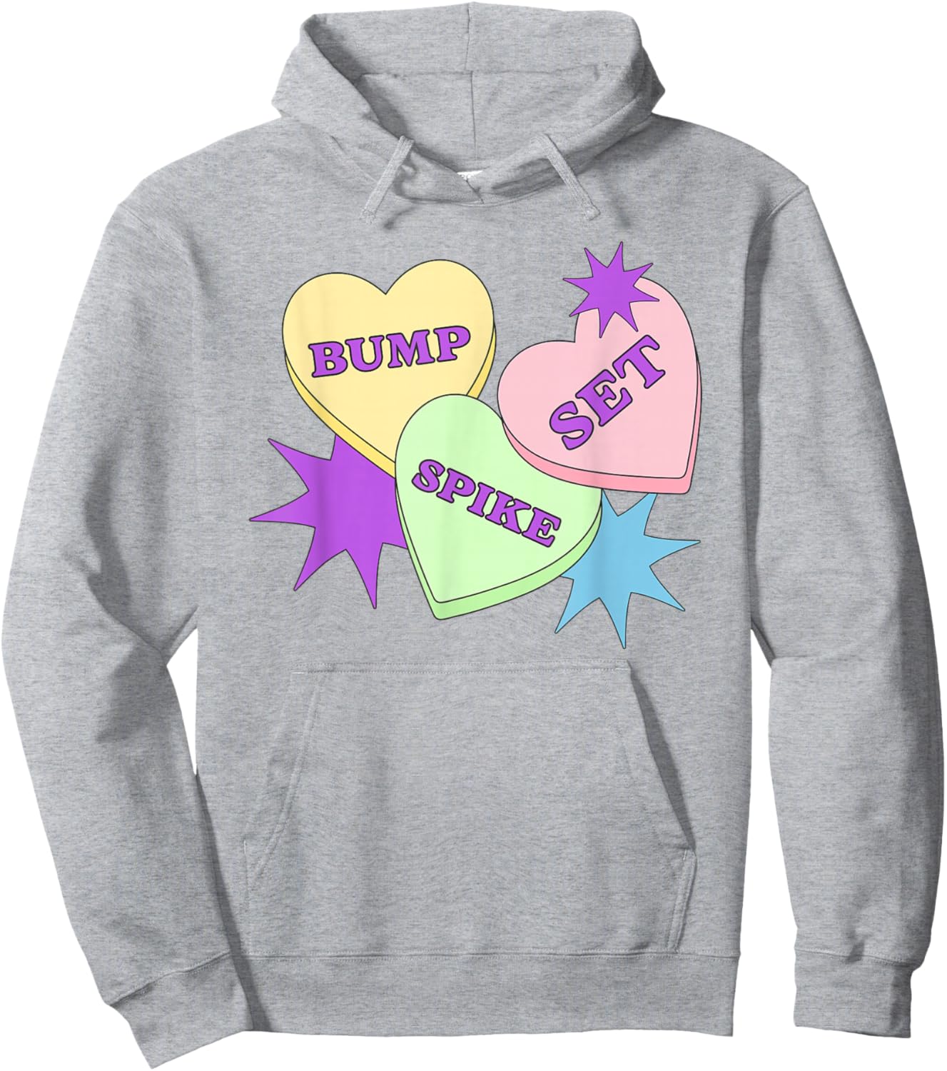 Volleyball Valentine's Day Sports Bump Set Spike Cute Hearts Hoodie - Hoodie | Ash