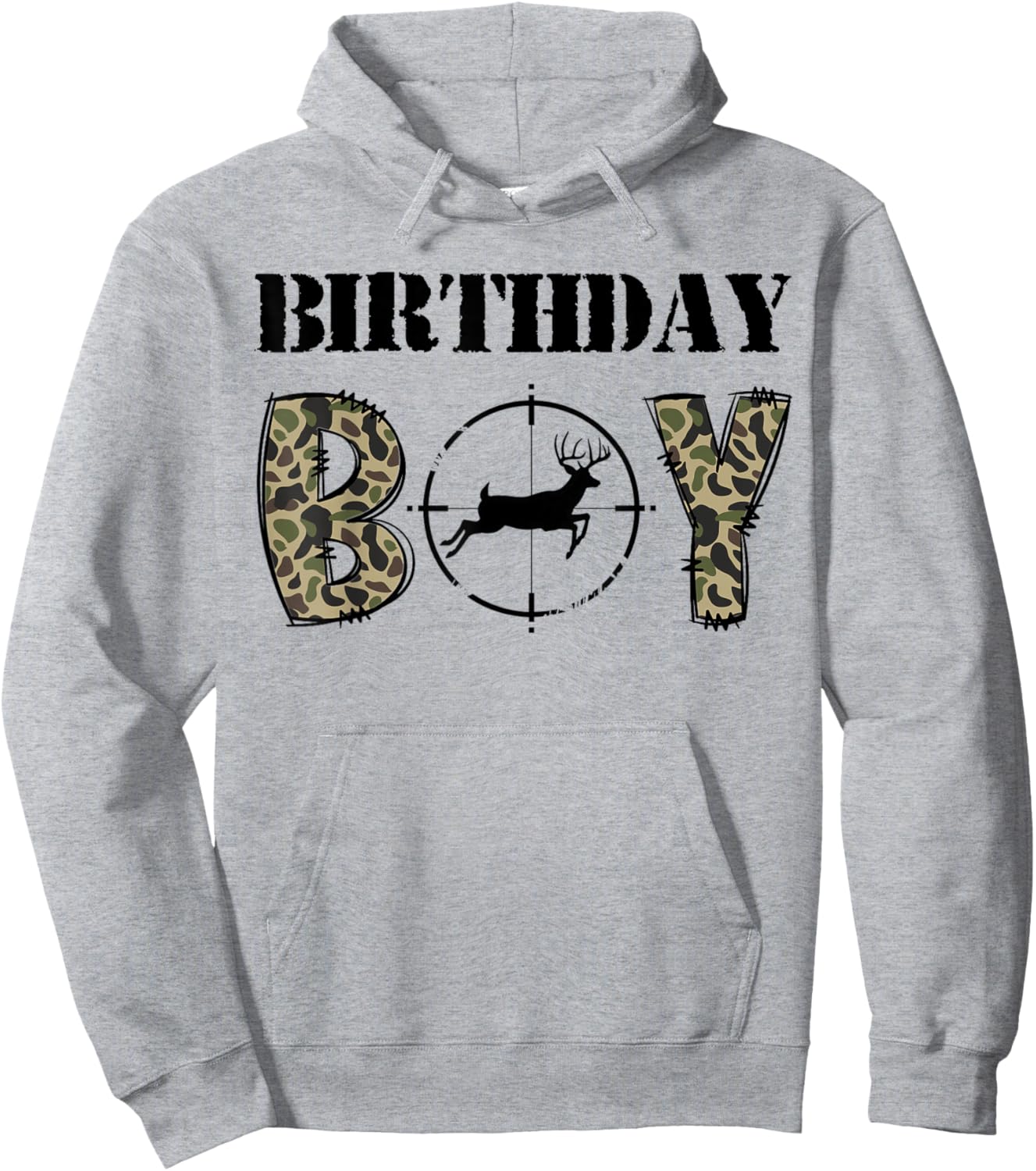 Orange Deer Hunting Birthday Shirt Camo Birthday Boy Party Hoodie - Hoodie | Ash