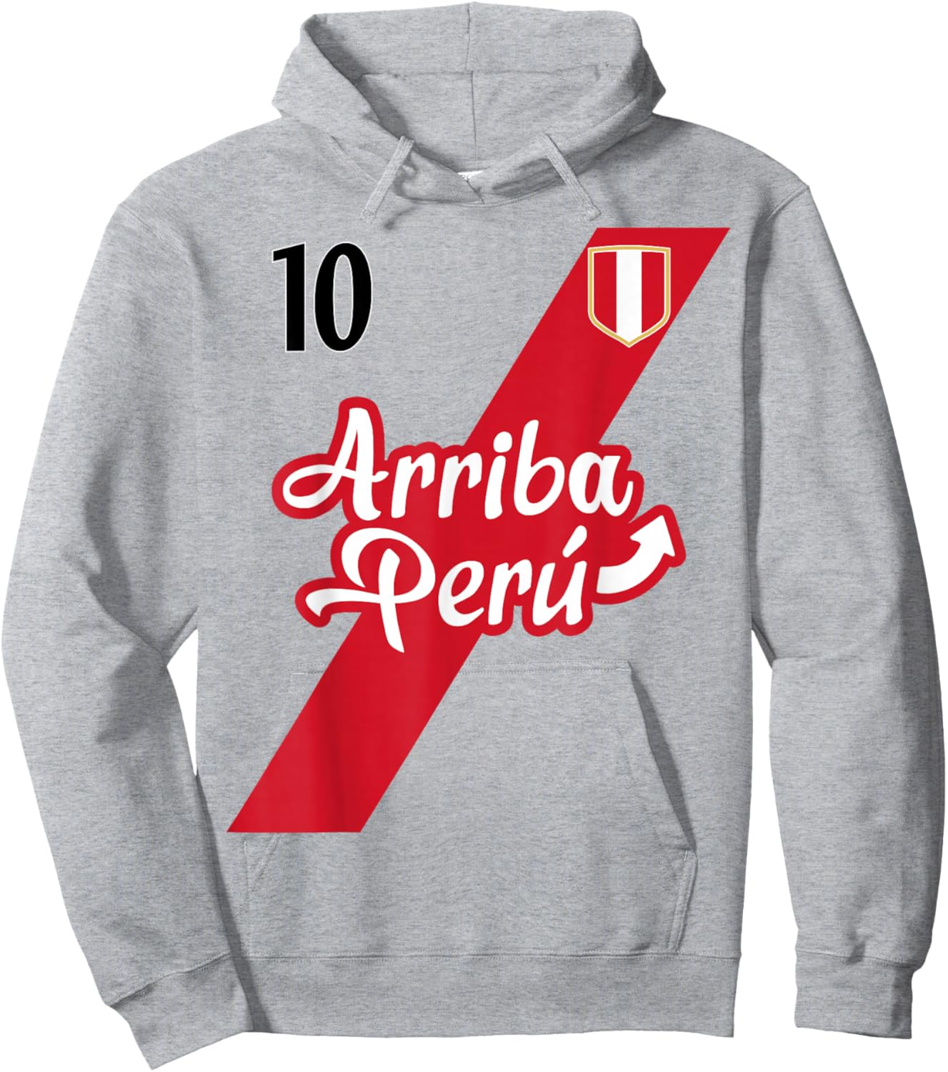 Retro Arriba Peru Soccer Jersey 10 Peruvian Futbol Gift Hoodie - Hoodie | Ash