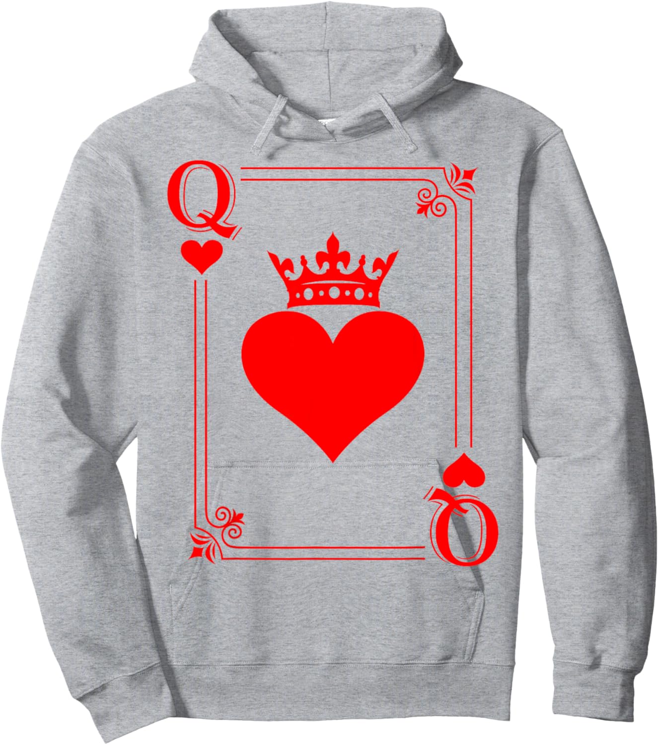 Funny Queen Card Hearts Happy Valentines Women Girls Hoodie - Hoodie | Ash