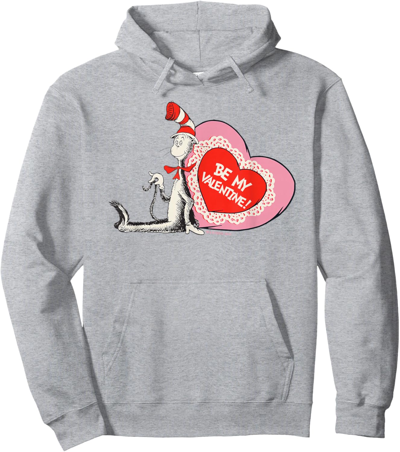 Cat in The Hat Be My Valentine Officially Licensed Hoodie - Hoodie | Ash
