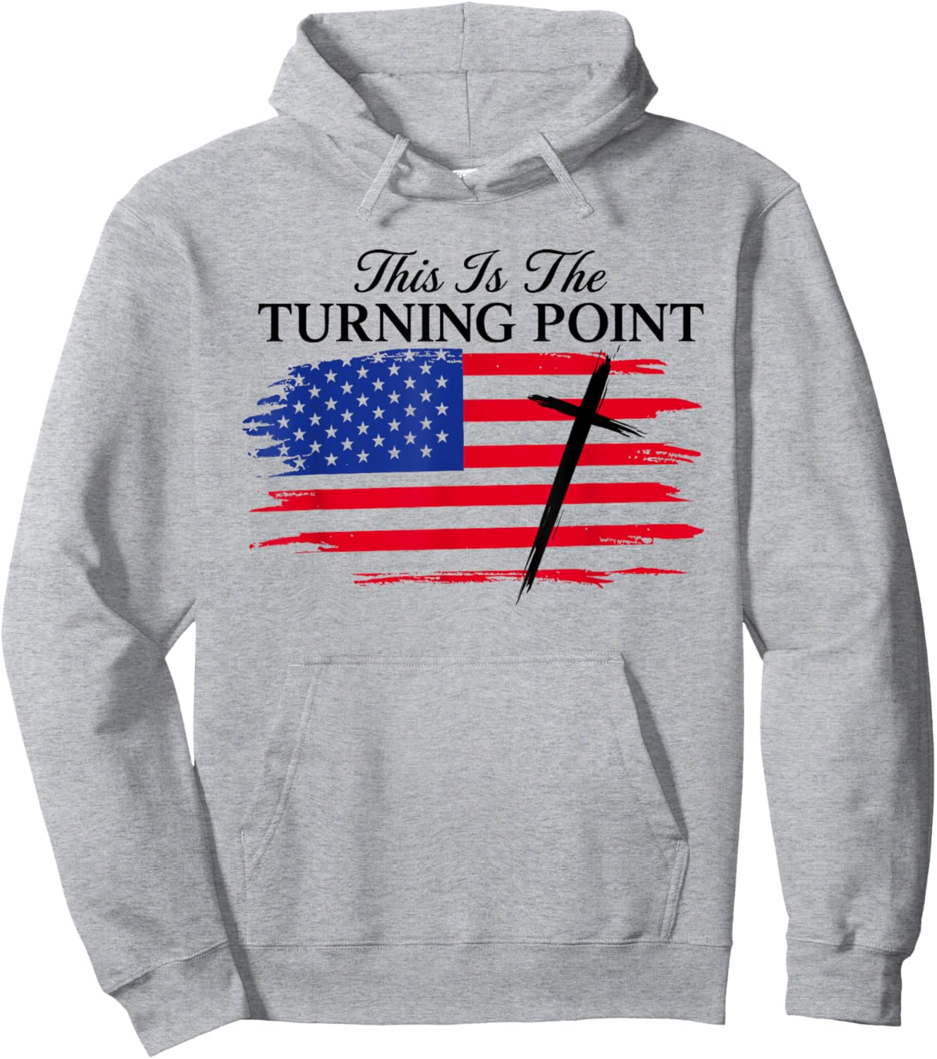 White This is The Turning Point American Flag Hoodie - Hoodie | Ash