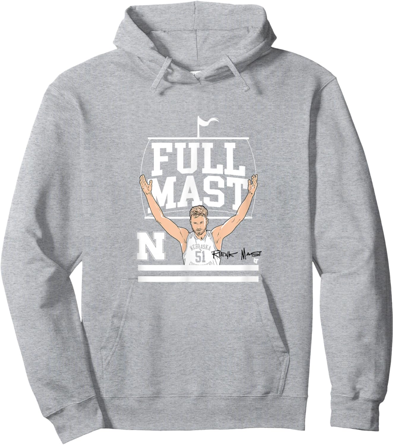 Rienk Mast - Full Mast - Nebraska Cornhuskers Basketball Hoodie - Hoodie | Ash