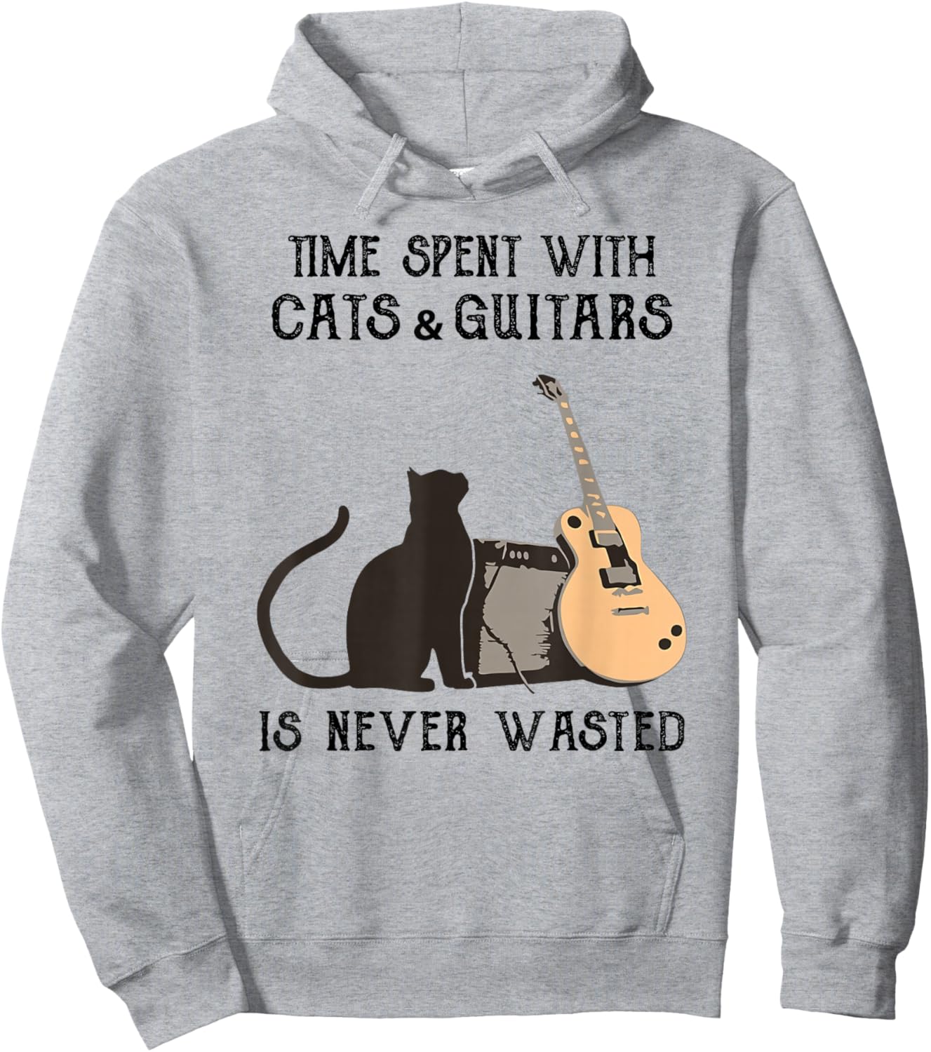 Time Spent with Cats and Guitars is Never Wasted Hoodie - Hoodie | Ash