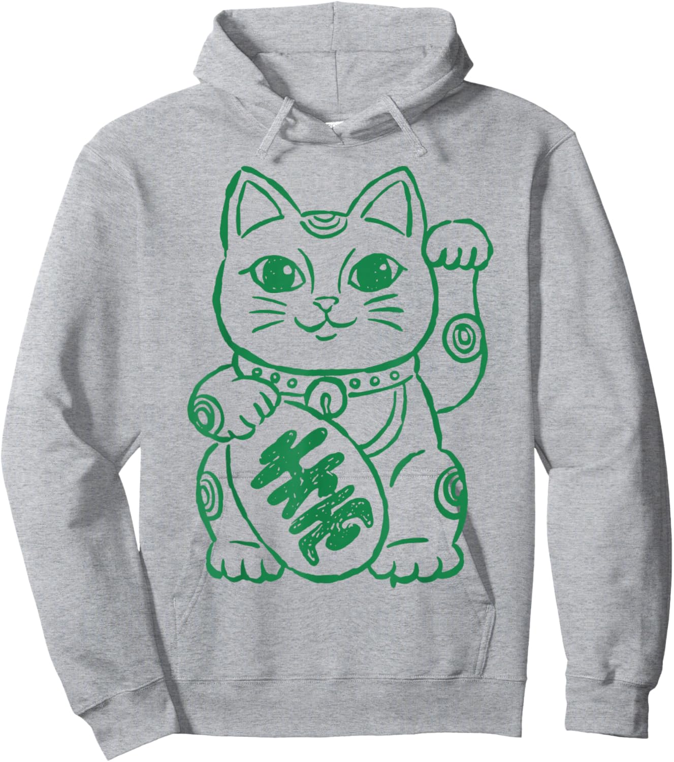 Lucky Chinese Cat Clover Funny Shamrock St Patricks Day Hoodie - Hoodie | Ash