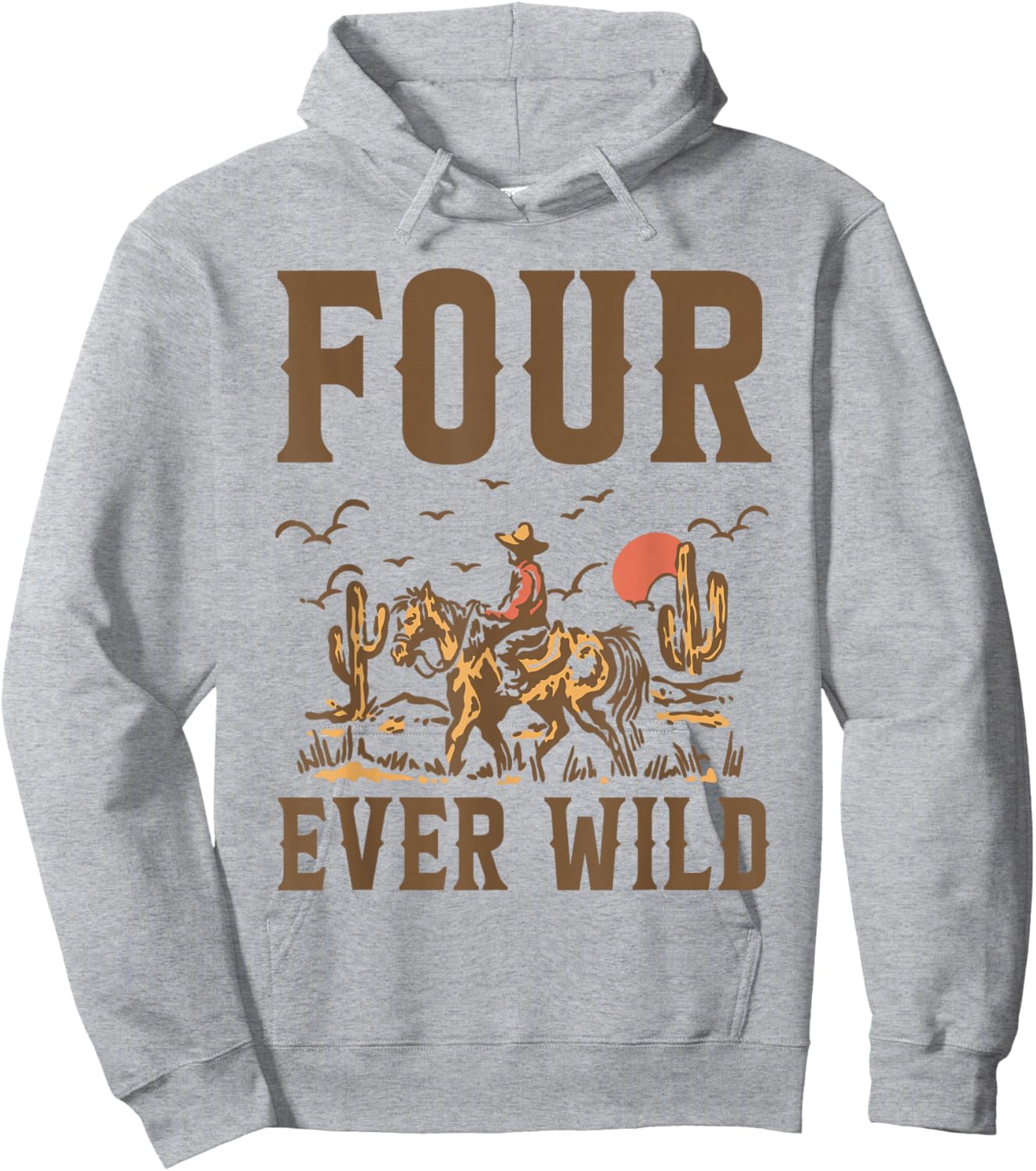 Four Ever Wild 4 Years Old Cowboy It's My 4th Birthday Boy Hoodie - Hoodie | Ash
