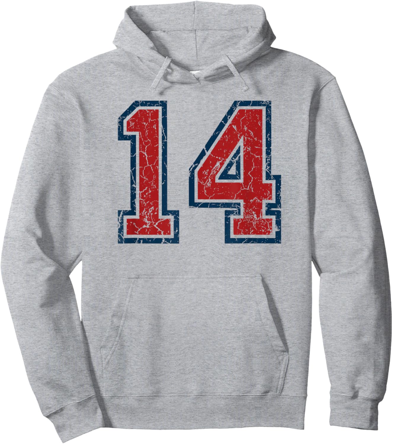 Red and Blue Sports Number 14 Jersey Uniform Player Fan Hoodie - Hoodie | Ash