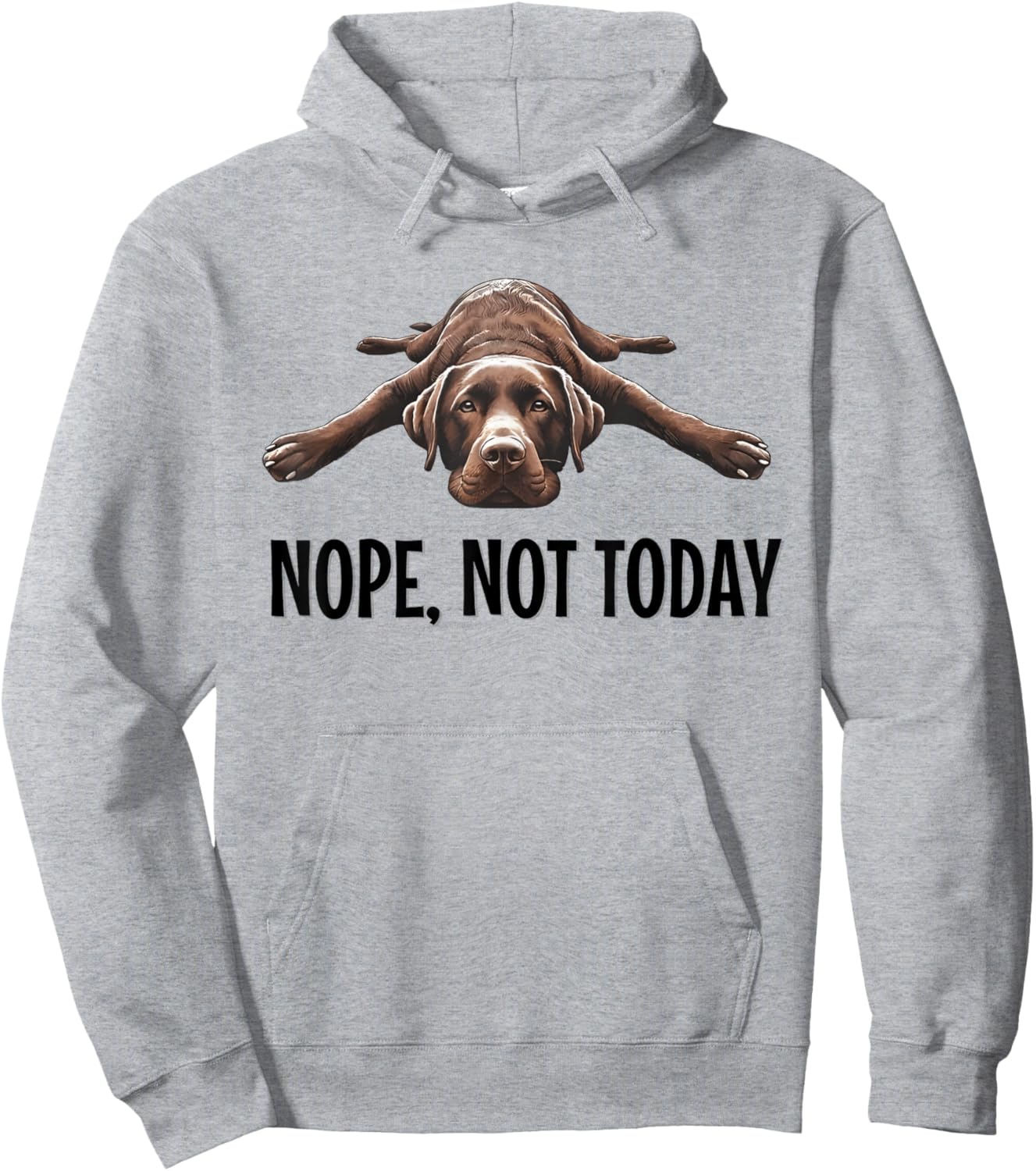 Nope, Not Today Chocolate Lab Lazy Dog Funny Quote Hoodie - Hoodie | Ash