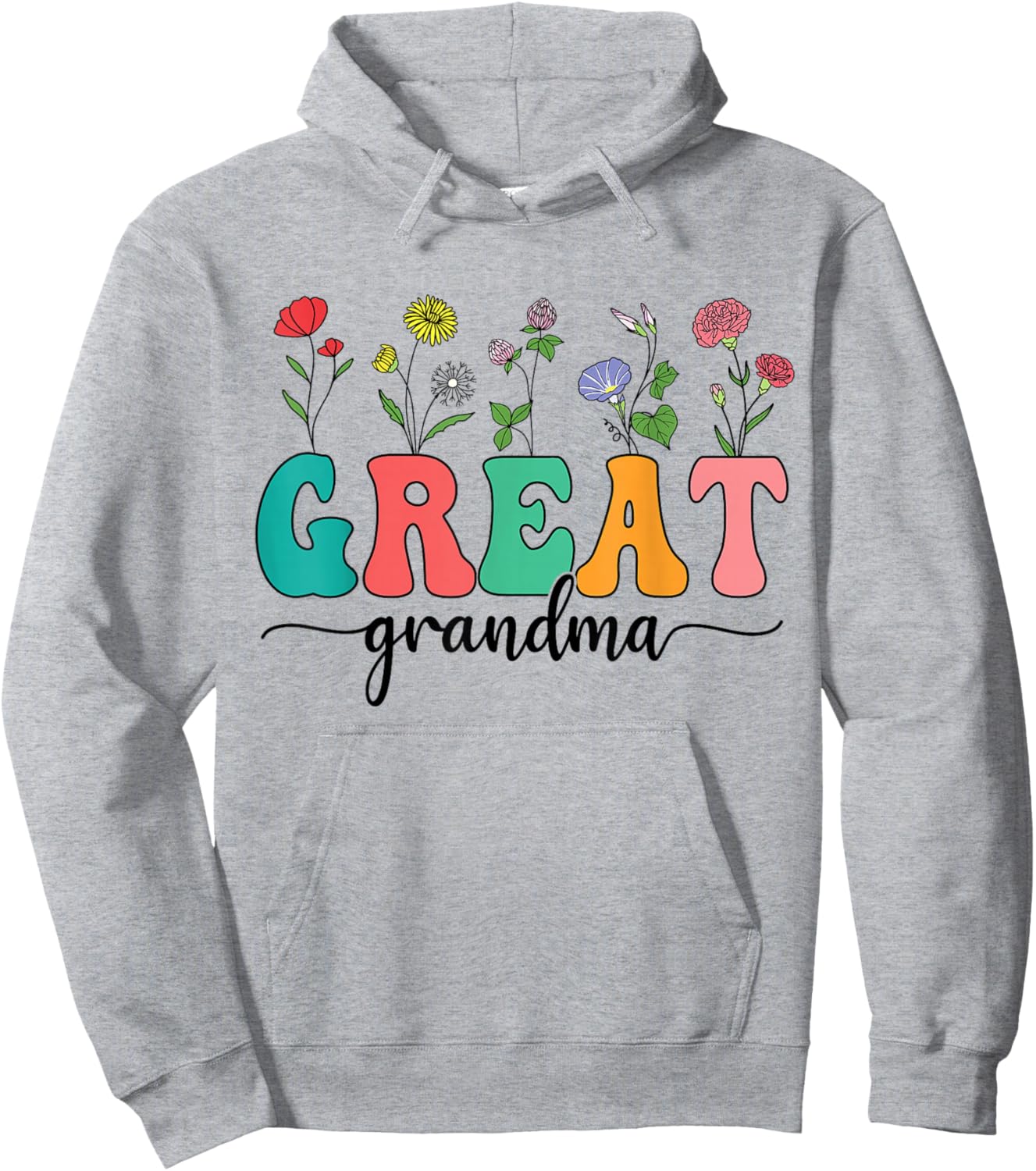 Cute Wildflowers Grandma Floral Mother's Day Great Grandma Hoodie - Hoodie | Ash