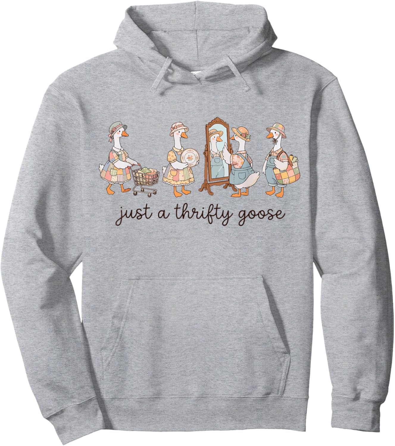 Vintage Just A Thrifty Goose Grandma Funny Silly Thrifting Hoodie - Hoodie | Ash