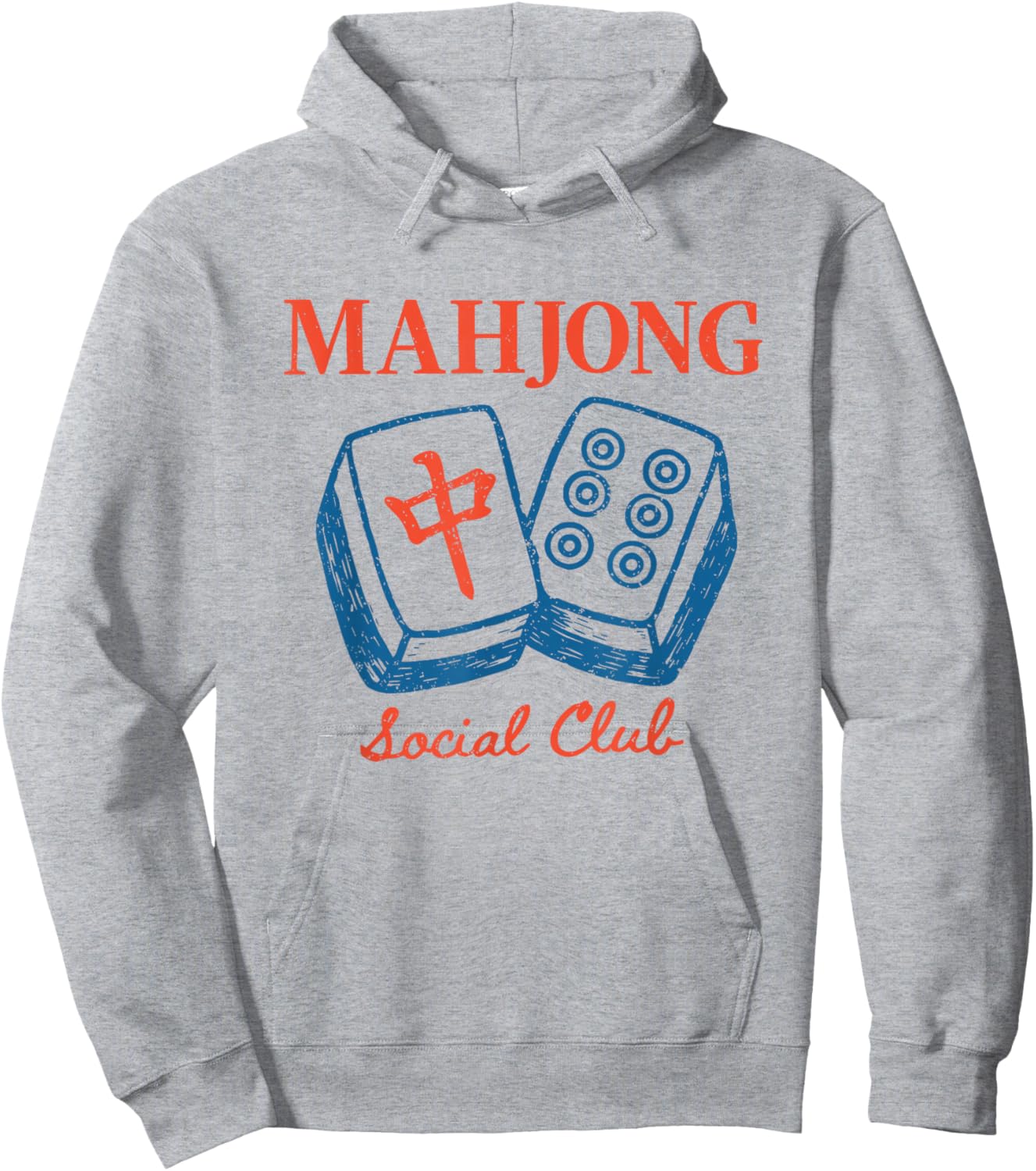 Mahjong Social Club Vintage Mah jongg Tiles Game Night Hoodie - Hoodie | Ash