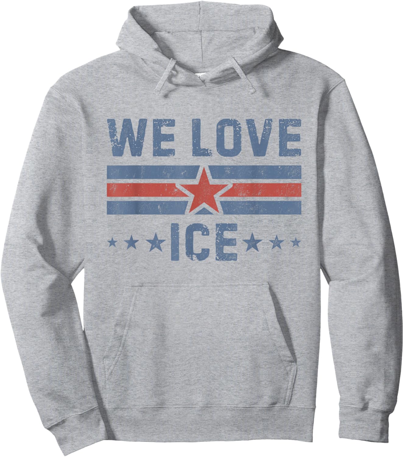 Vintage We Love ICE US Flag Support I.C.E Men Women Hoodie - Hoodie | Ash