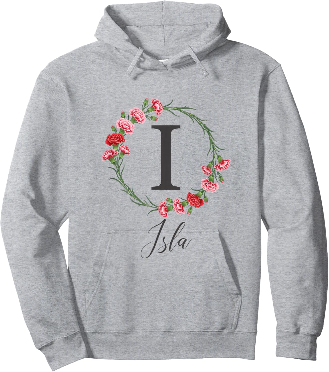 Floral Isla Name Flower Personalized Name Isla Hoodie - Hoodie | Ash